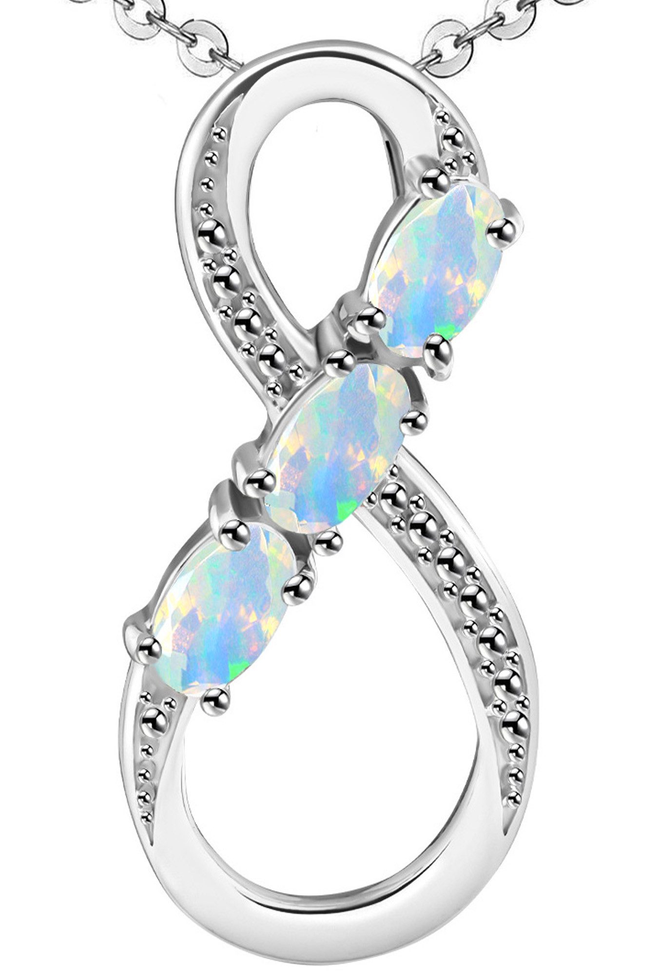 Limana Kette mit Anhänger echter äthiopischer Opal 925 Silber Unendlichkeit günstig online kaufen
