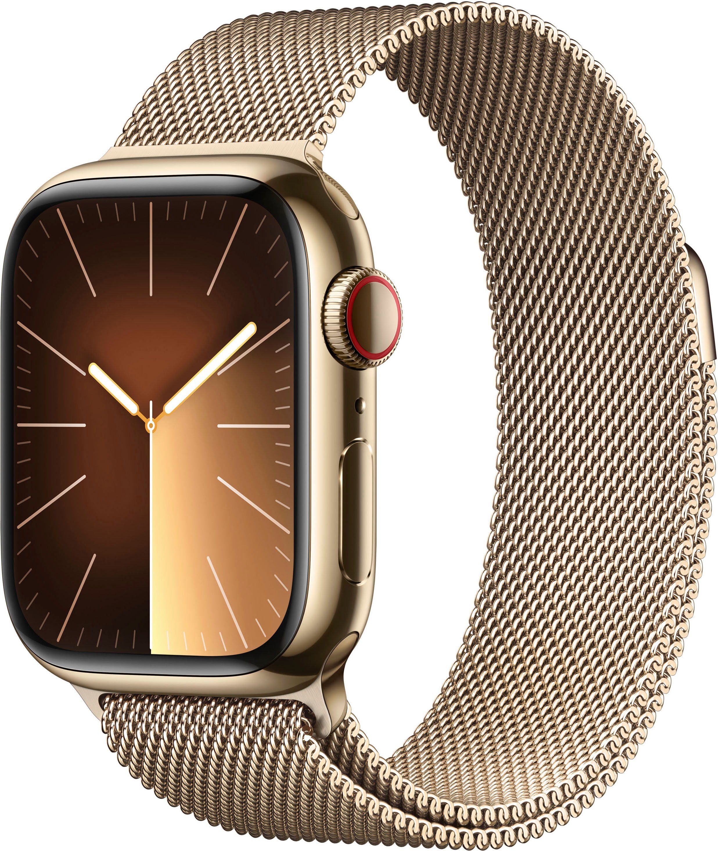 Gold Loop GPS Zoll, 10), Apple | (4,1 Milanese Cellular Series 9 Edelstahl Watch Smartwatch cm/1,61 OS Watch 41mm Gold +