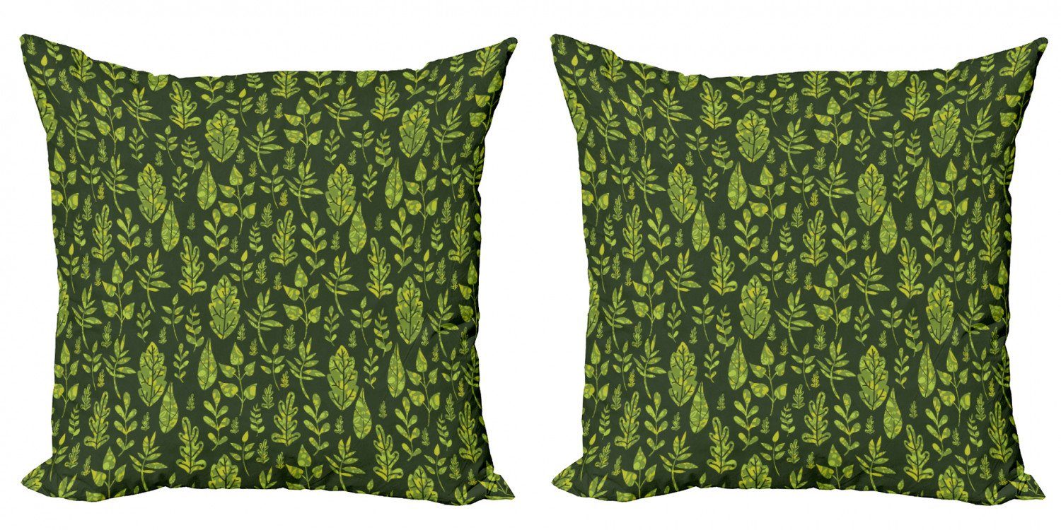 Modern Abakuhaus Digitaldruck, (2 Salbei Doppelseitiger Stück), Green Leaves Accent Patterned Kissenbezüge
