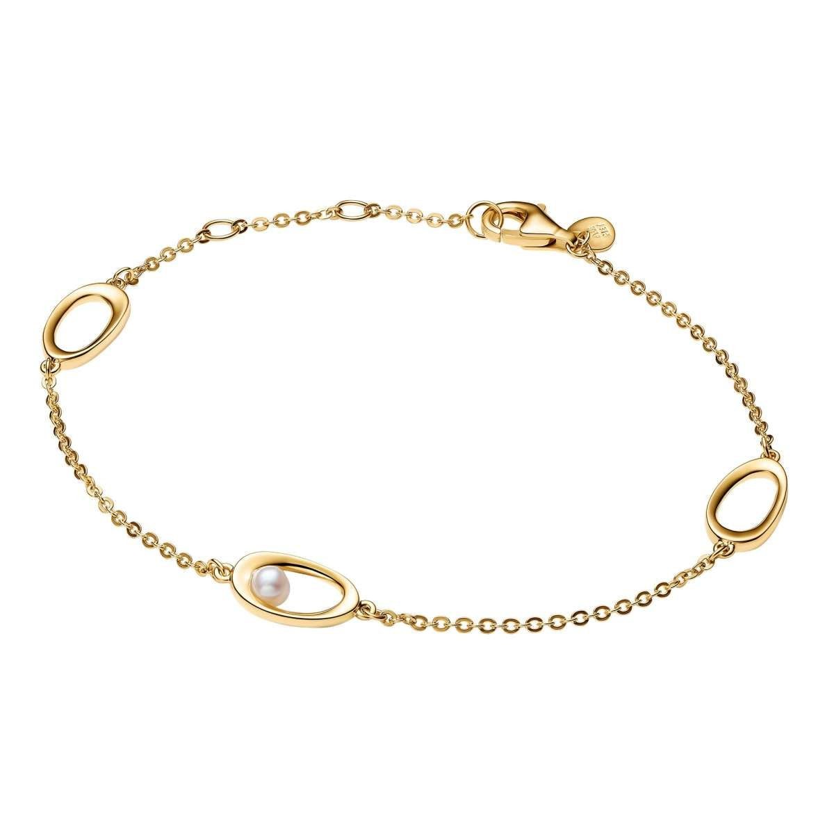 Pandora Perlenarmband 564677C01, für Damen Ovale mit Perle Goldfarben