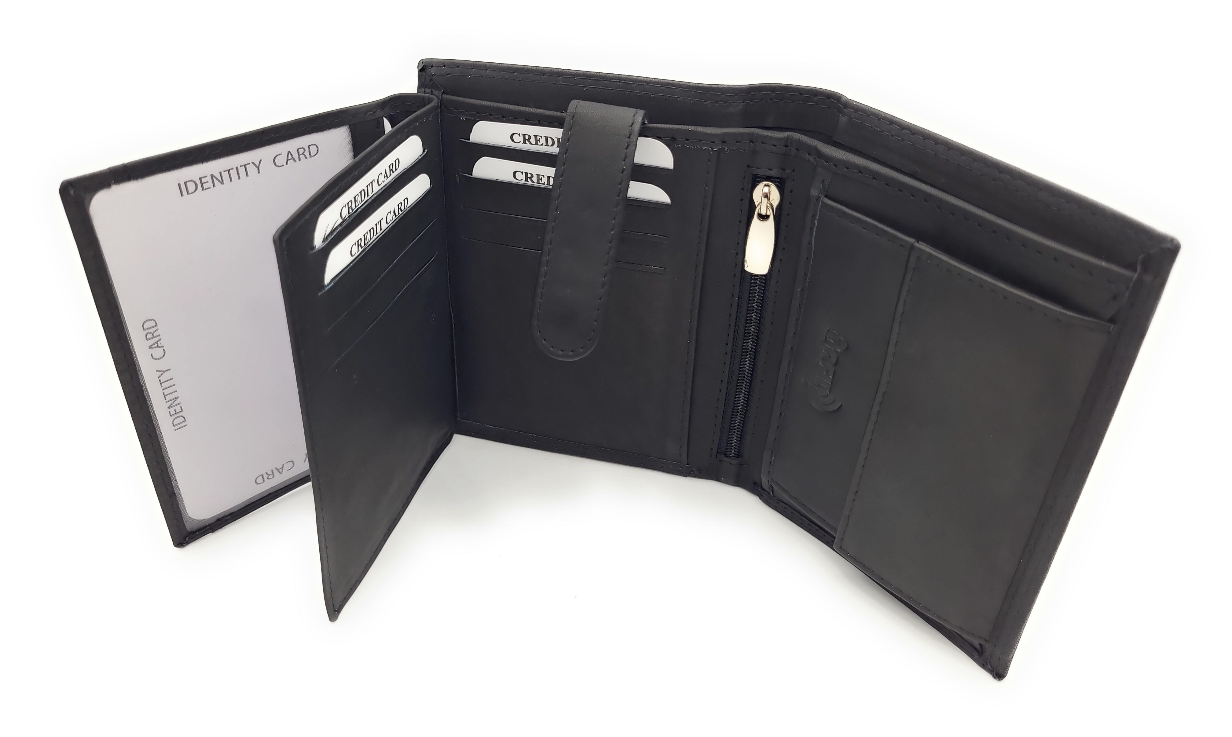 Geldbörse Leder RFID Schutz Portemonnaie Münzfach 10 Kartenfächer Schwarz