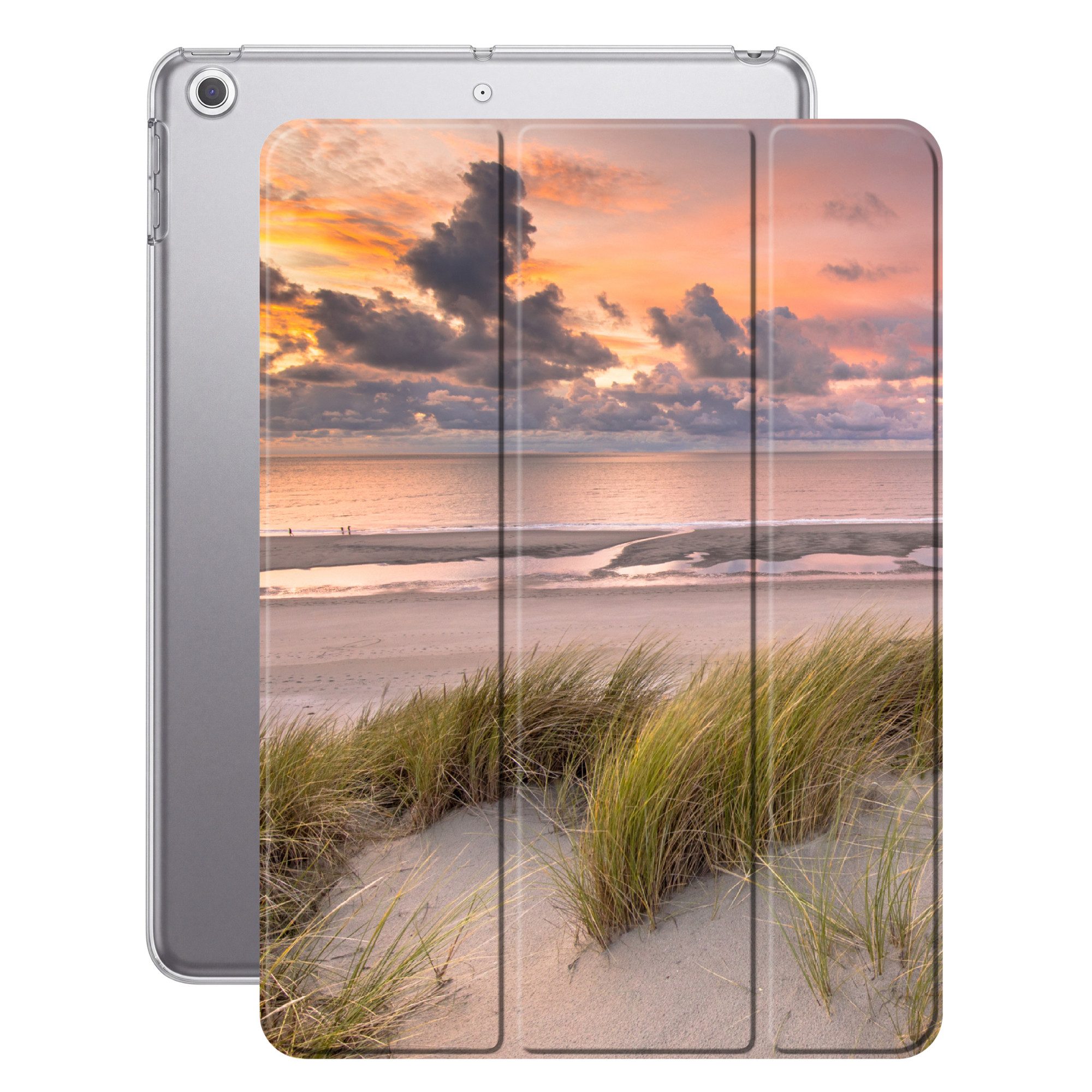 OnlyWow Tablet-Hülle Apple iPad Air 2 Sonnenuntergang - Düne - Strand - Pflanzen - Meer, Klapphülle, Dünn, Magnetisch, Design