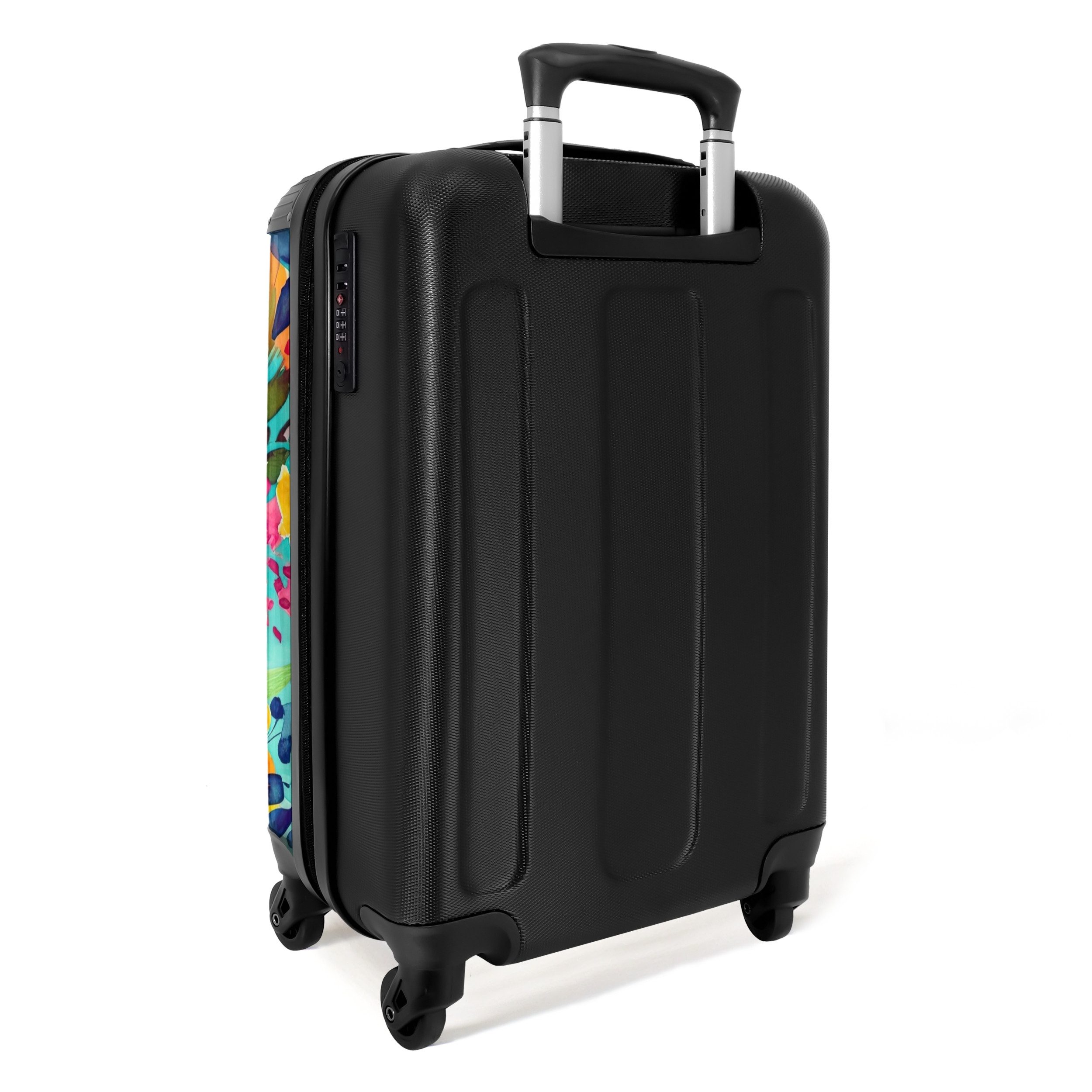 NoBoringSuitcases.com© Hartschalen-Trolley Blumen - Ölfarben - Natur 55x35x20cm, 4 Rollen, Reisetasche mit Rollen, Koffer Handgepäck Flugzeug