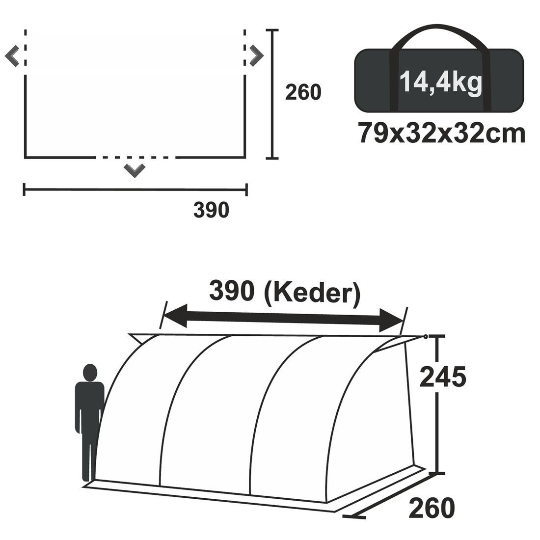 yourGEAR Vorzelt yourGEAR Wohnwagenvorzelt Verona 390 Caravan Zelt Reisevor günstig online kaufen