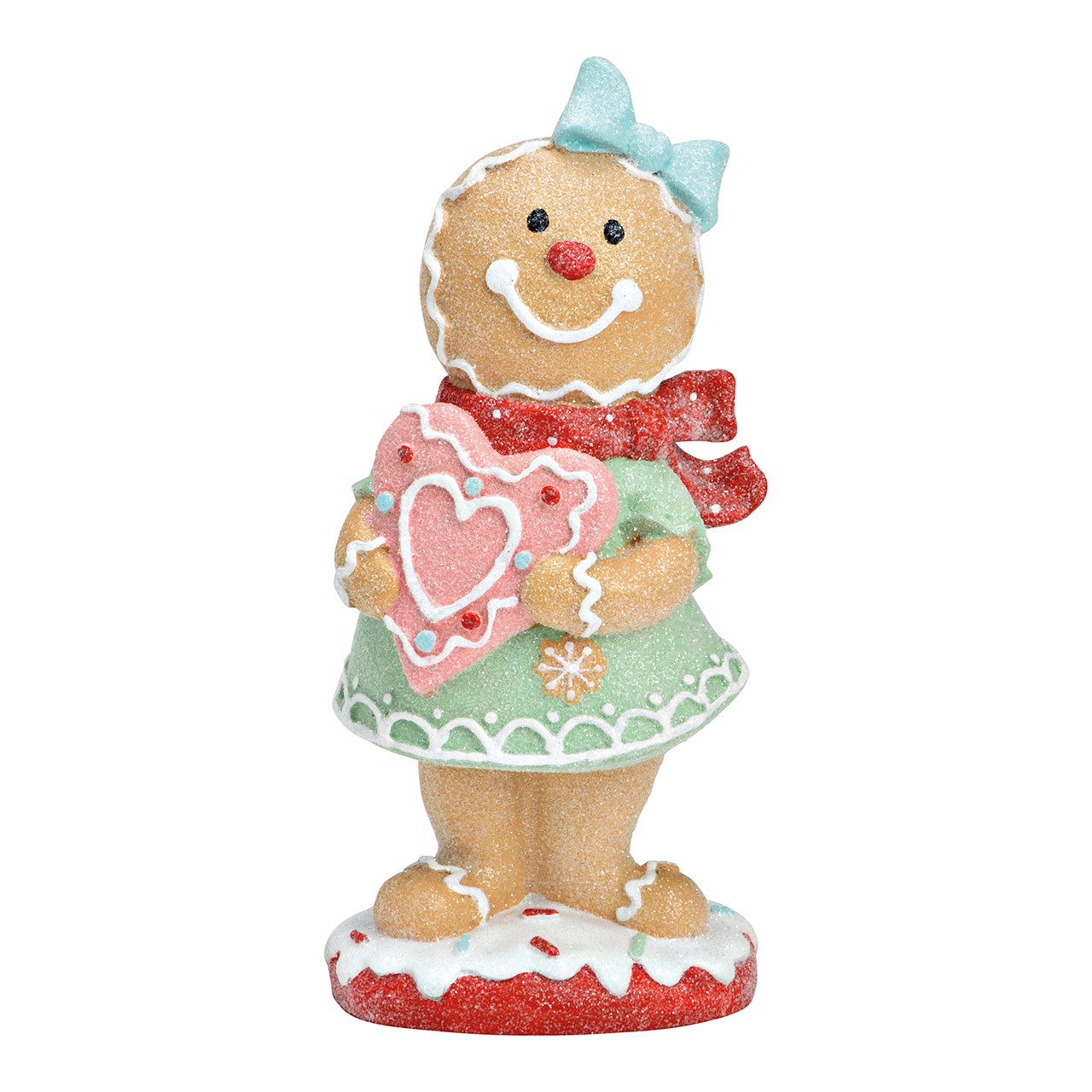 Wurm Weihnachtsfigur 10041635 - Lebkuchenfigur Mädchen mit Herz aus Poly, 10 x 23 x 8 cm (1 St)