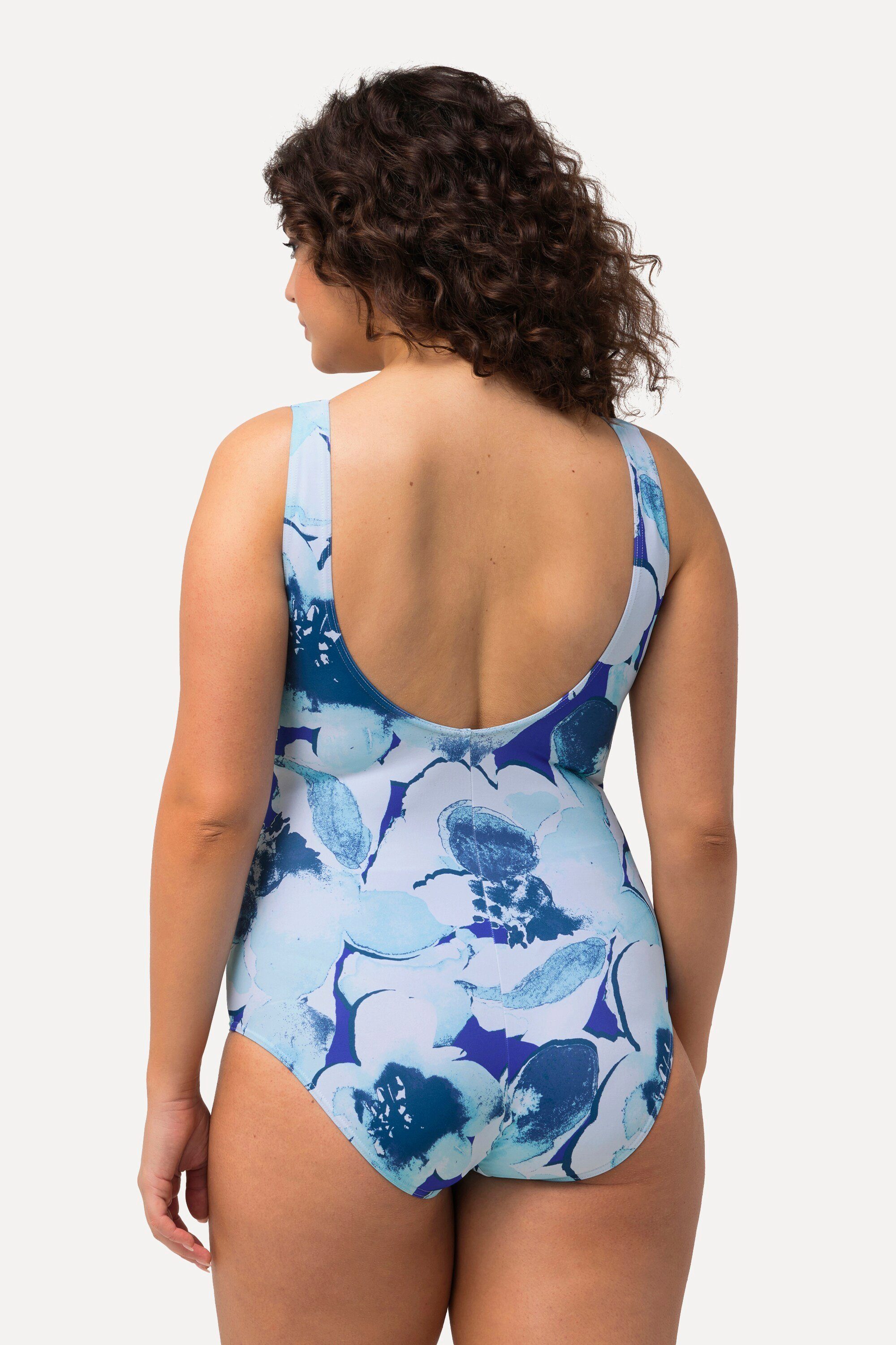 Ulla Popken Badeanzug Badeanzug Blüten ohne Softcups Rundhals