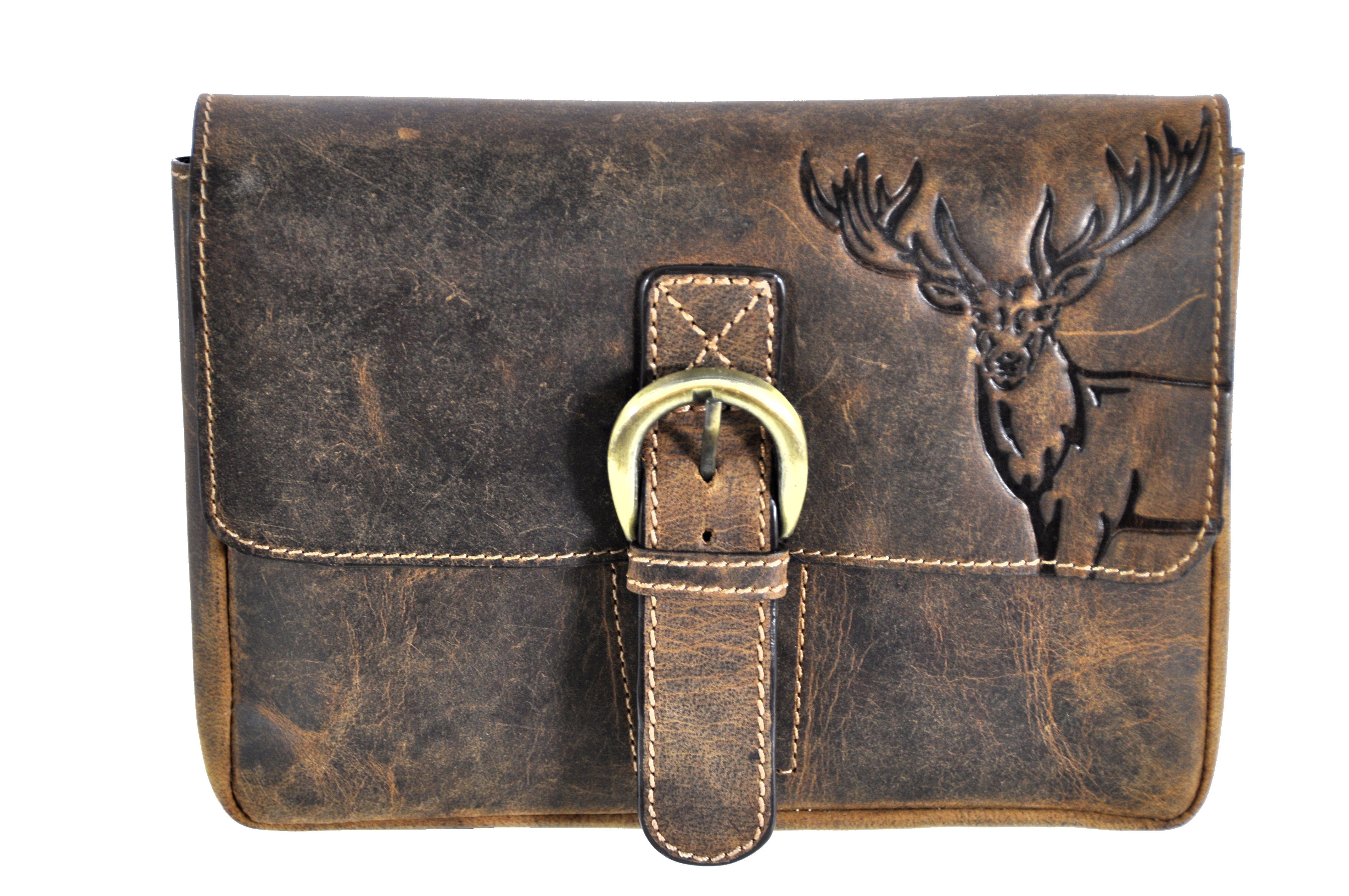 JOCKEY CLUB Gürteltasche echt Leder Hüfttasche mit Hirsch, abnehmbarer Schu günstig online kaufen