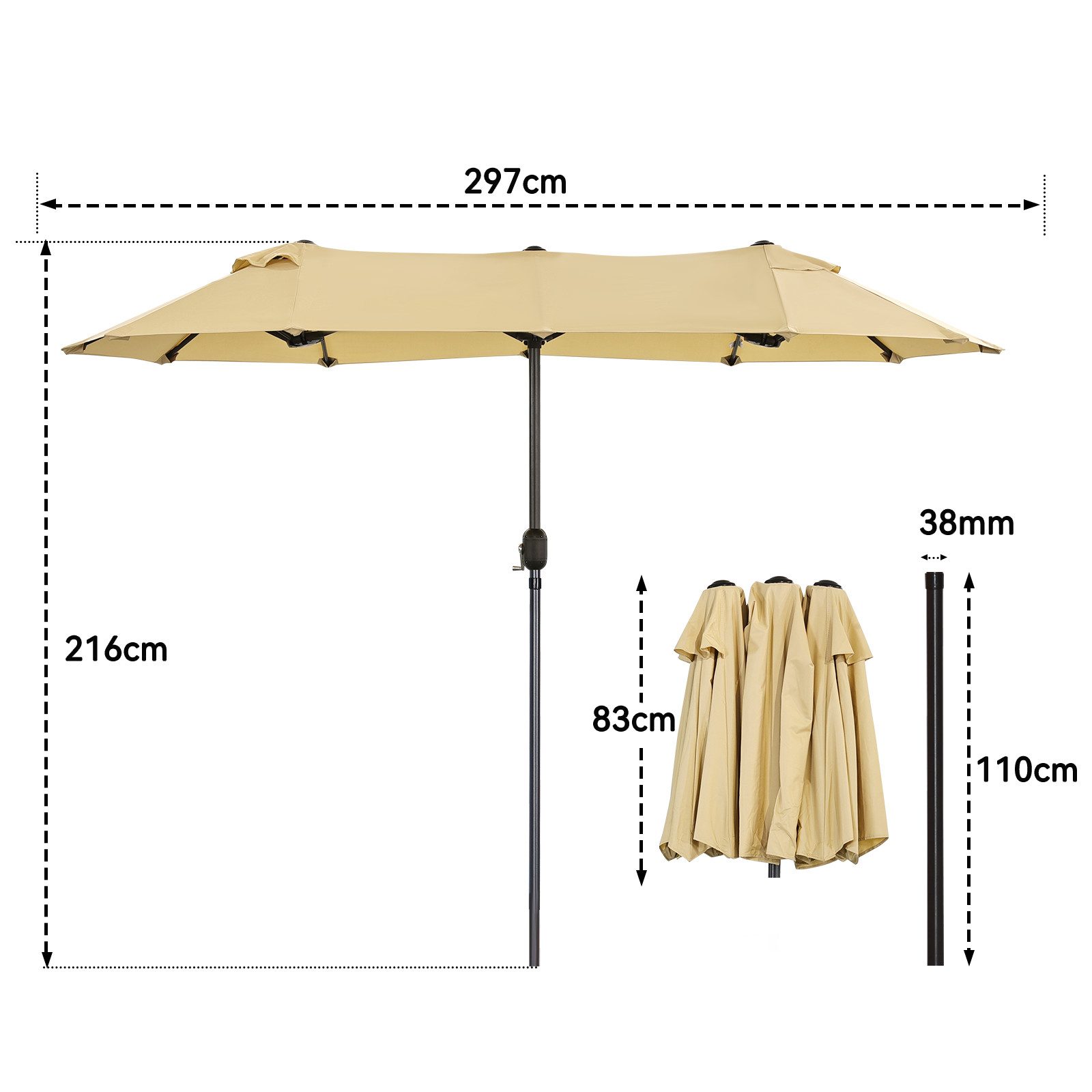 Angel Living Sonnenschirm Doppelsonnenschirm Marktschirm Gartenschirm günstig online kaufen