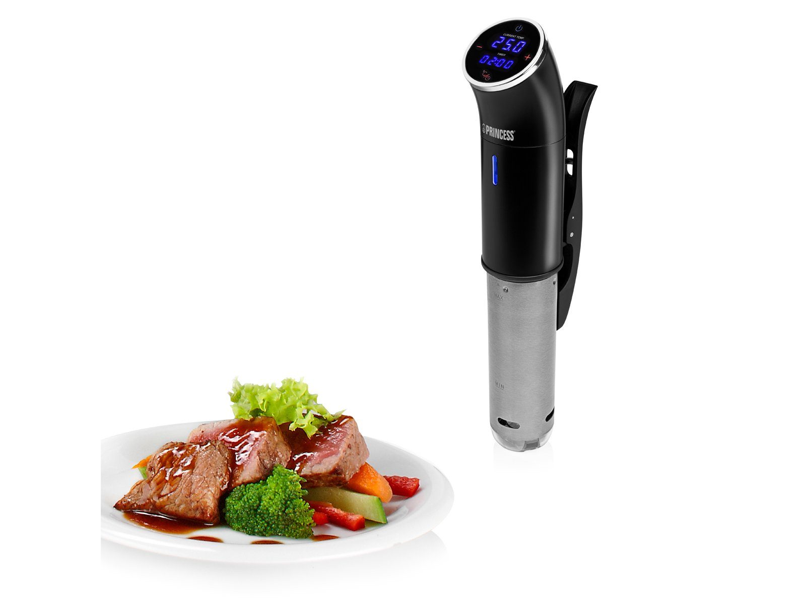 PRINCESS Sous-Vide Stick, Souvid Display Präzisionskocher Schon-Garer Stab Touch Thermostat LED