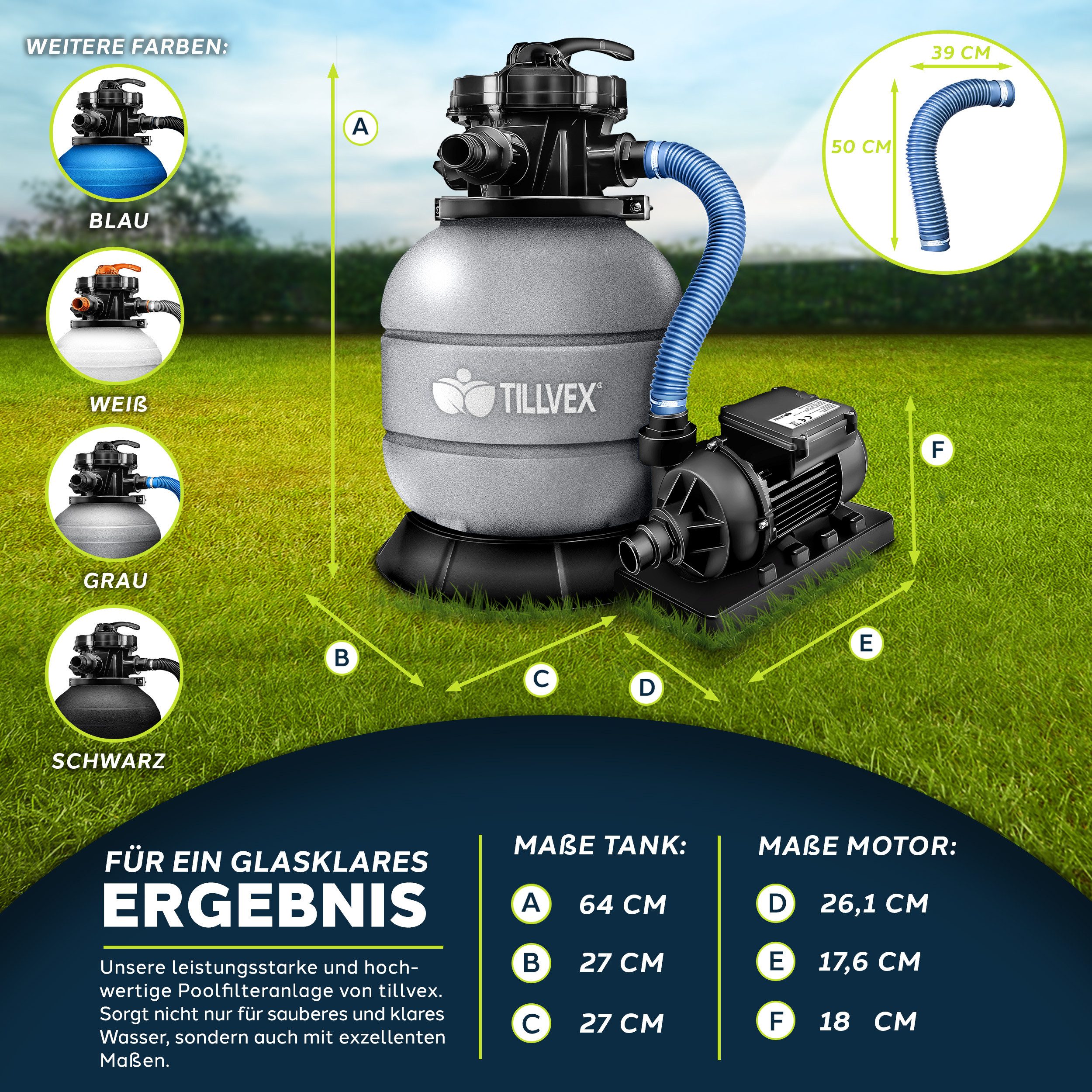 tillvex Sandfilteranlage Filteranlage 7.900L/h mit 400g günstig online kaufen