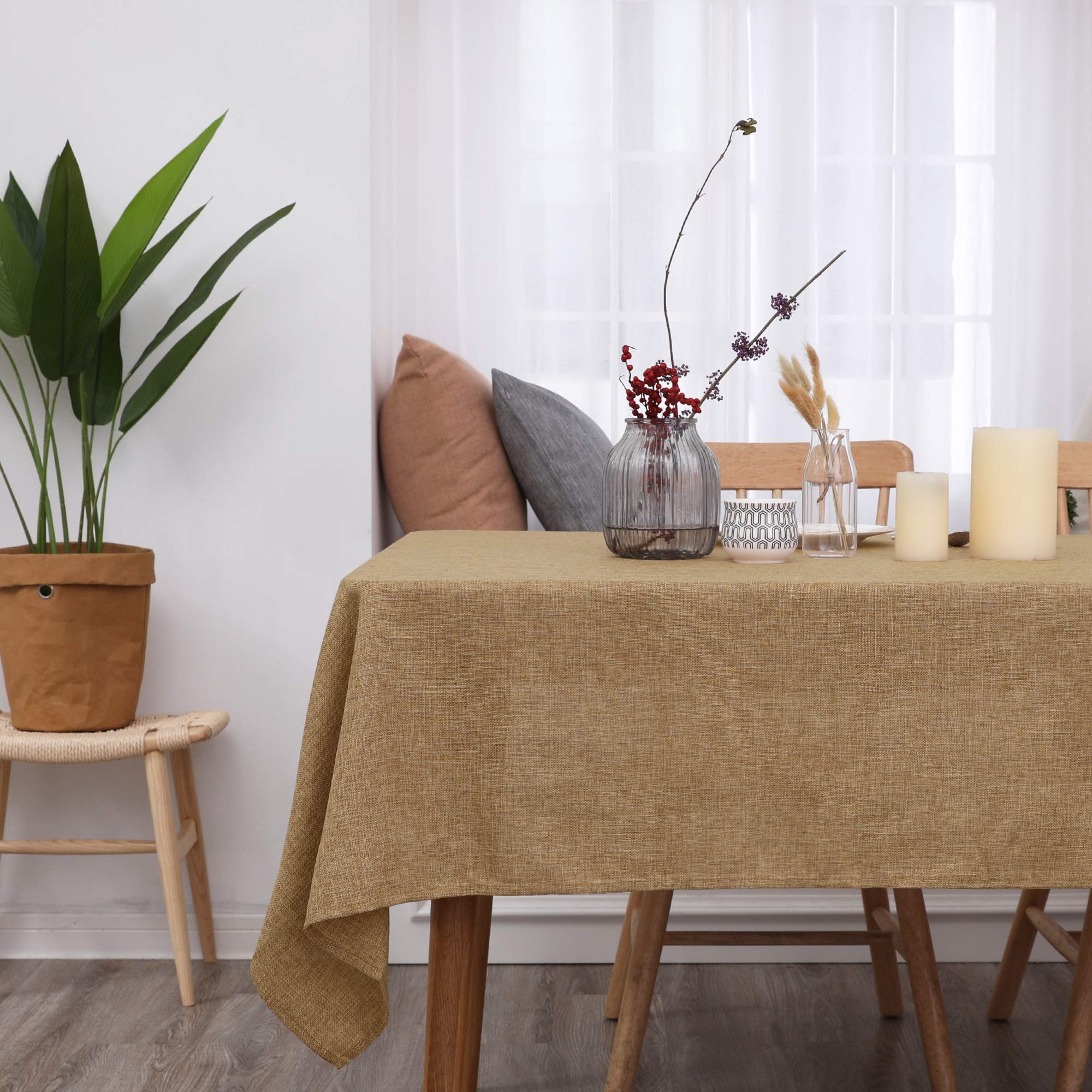 Deconovo Tischdecke Leinenoptik Tischwäsche Wasserabweisend Tischtuch günstig online kaufen