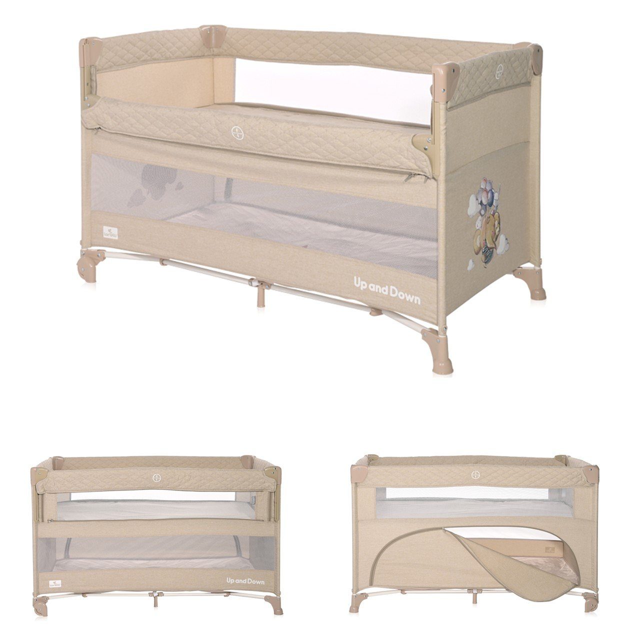 Lorelli Baby-Reisebett Baby Reisebett Up´n Down, Öffnung, 2 Ebenen, Tragetasche, mit Rädern