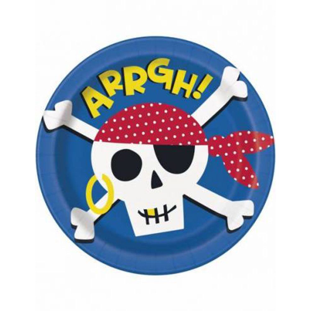 Pappteller 23 Piraten, cm Pappteller Ahoi Plastik, Kiids Ohne