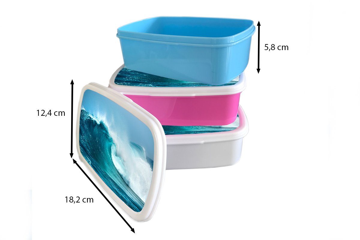 Lunchbox Brotdose Brotbox Blau, Kinder, Snackbox, Kunststoff Erwachsene, MuchoWow Kunststoff, - (2-tlg), - für Ozean Mädchen, rosa Golf