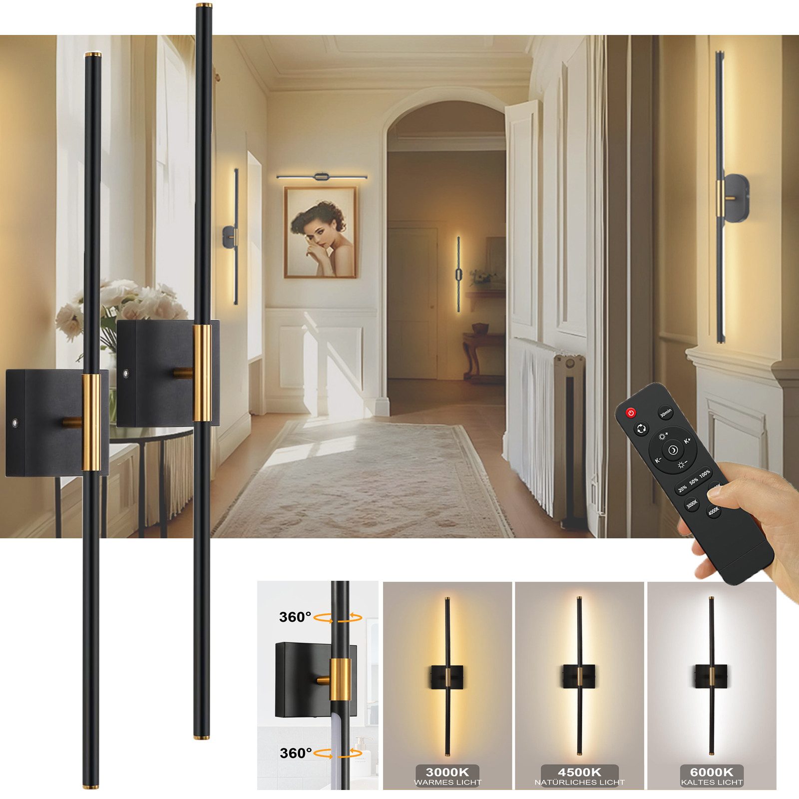 Jibenhome LED Spiegelleuchte Kabellose Wandleuchten 10000 günstig online kaufen