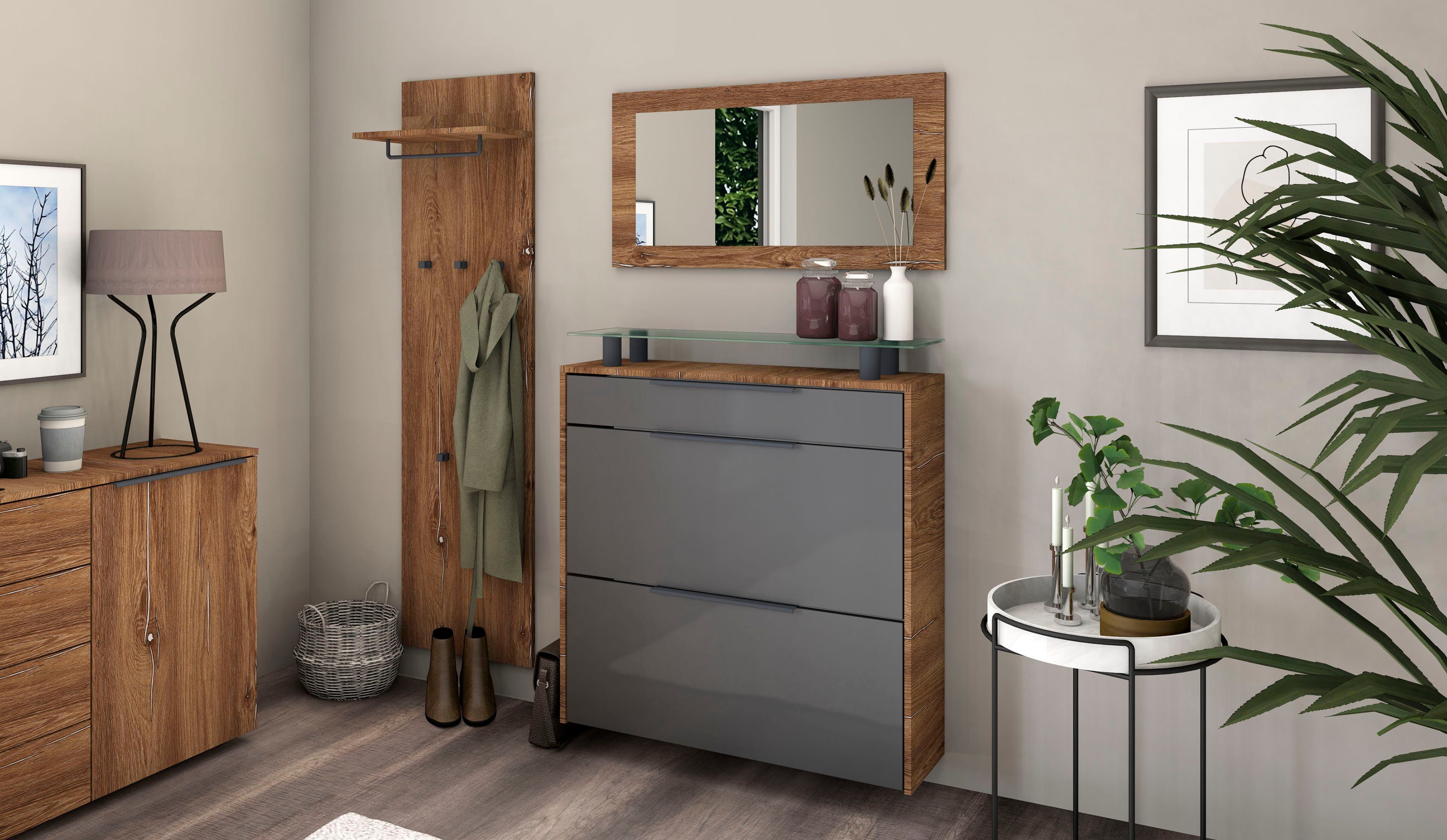 borchardt Möbel Garderoben-Set Tom, (3-St), Schuhschrank hängend
