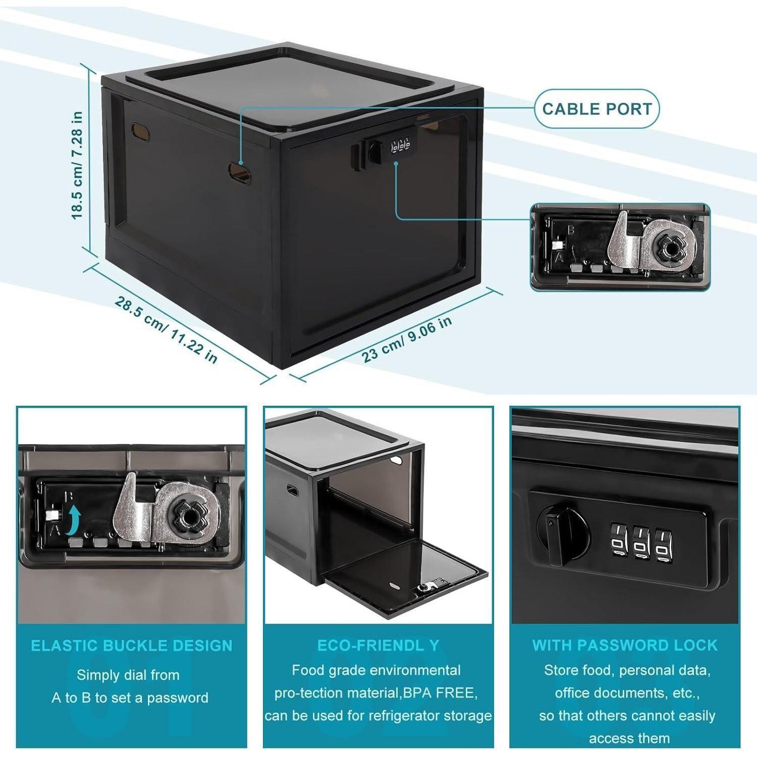 LuxusKollektion Aufbewahrungsbox Große Abschließbare Box Transparent mit Zahlenschloss für Medizin und