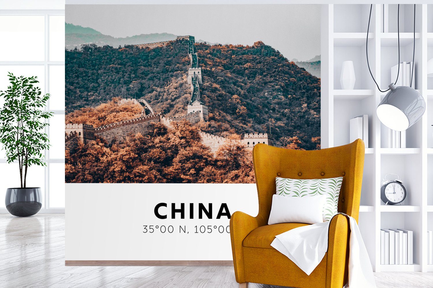 MuchoWow Fototapete China - Große oder Mauer Schlafzimmer, (5 Tapete Wohnzimmer bedruckt, - für Vinyl Wandtapete Matt, Herbst, St)