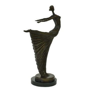 Casa Padrino Dekofigur Luxus Jugendstil Bronze Skulptur Tänzerin Bronze auf Marmorsockel H 53.5 cm - Bronzefigur - Dekofigur - Deko Accessoires