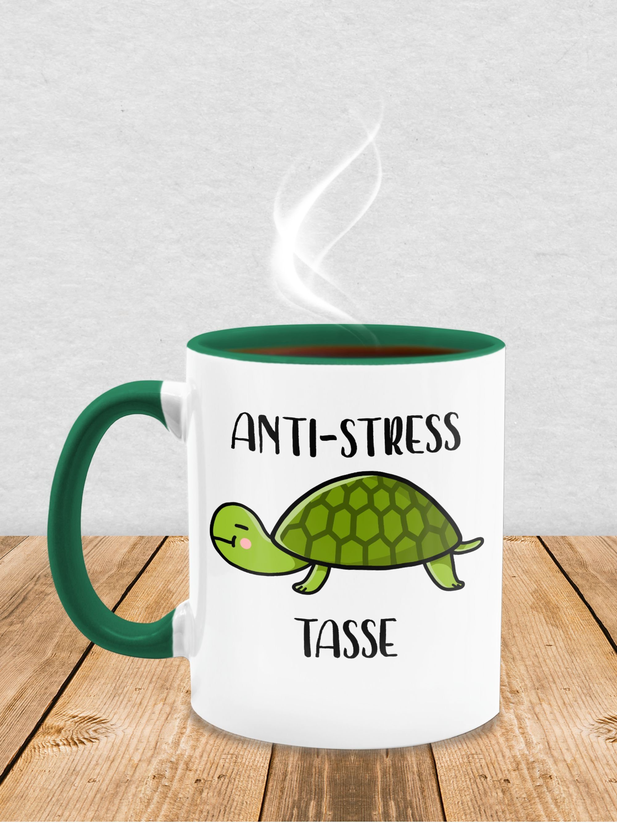 1 Keramik, Petrolgrün Tasse Shirtracer Tasse Schildkröte, Statement Sprüche Stress Anti