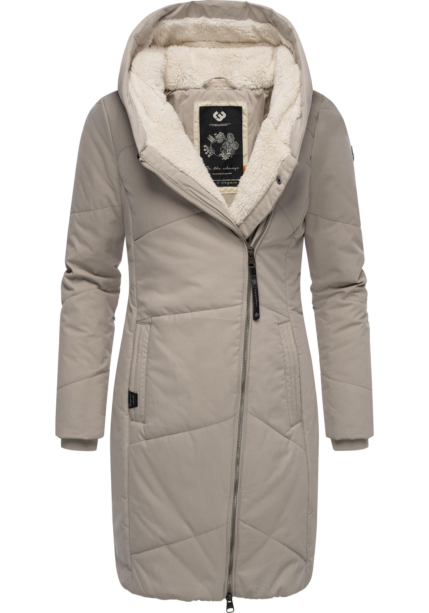 Ragwear Wintermantel Gordon Long gesteppter Winterparka mit asymmetrischem Kragen