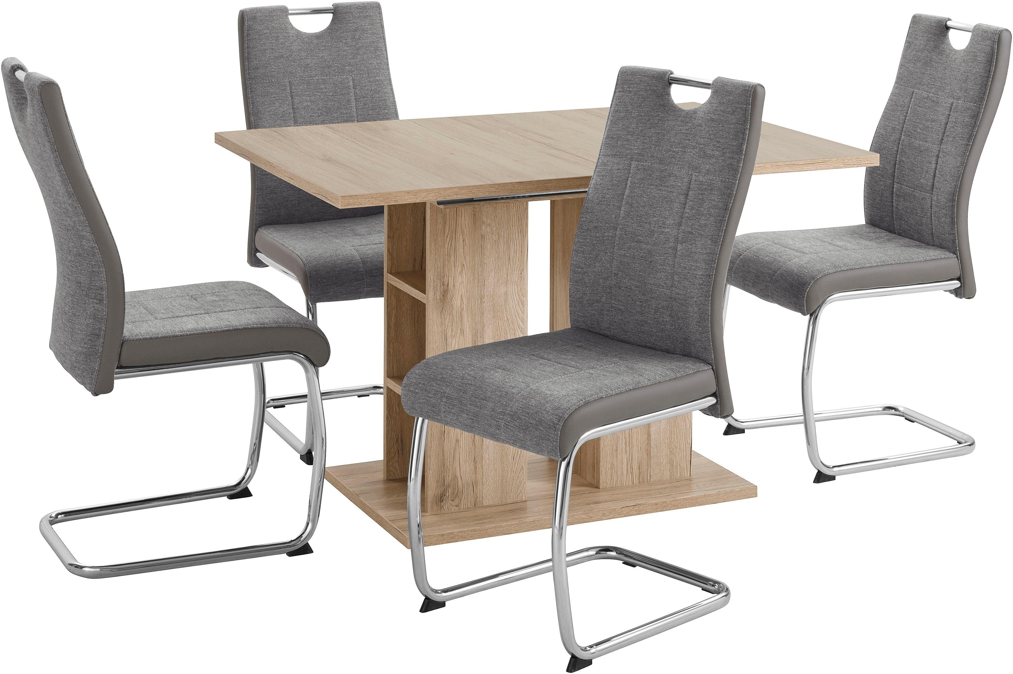 Hell/grau 5-tlg), G, HELA Sanremo Stühlen 4 (Set, und aus bestehend Tisch Essgruppe einem ALINA