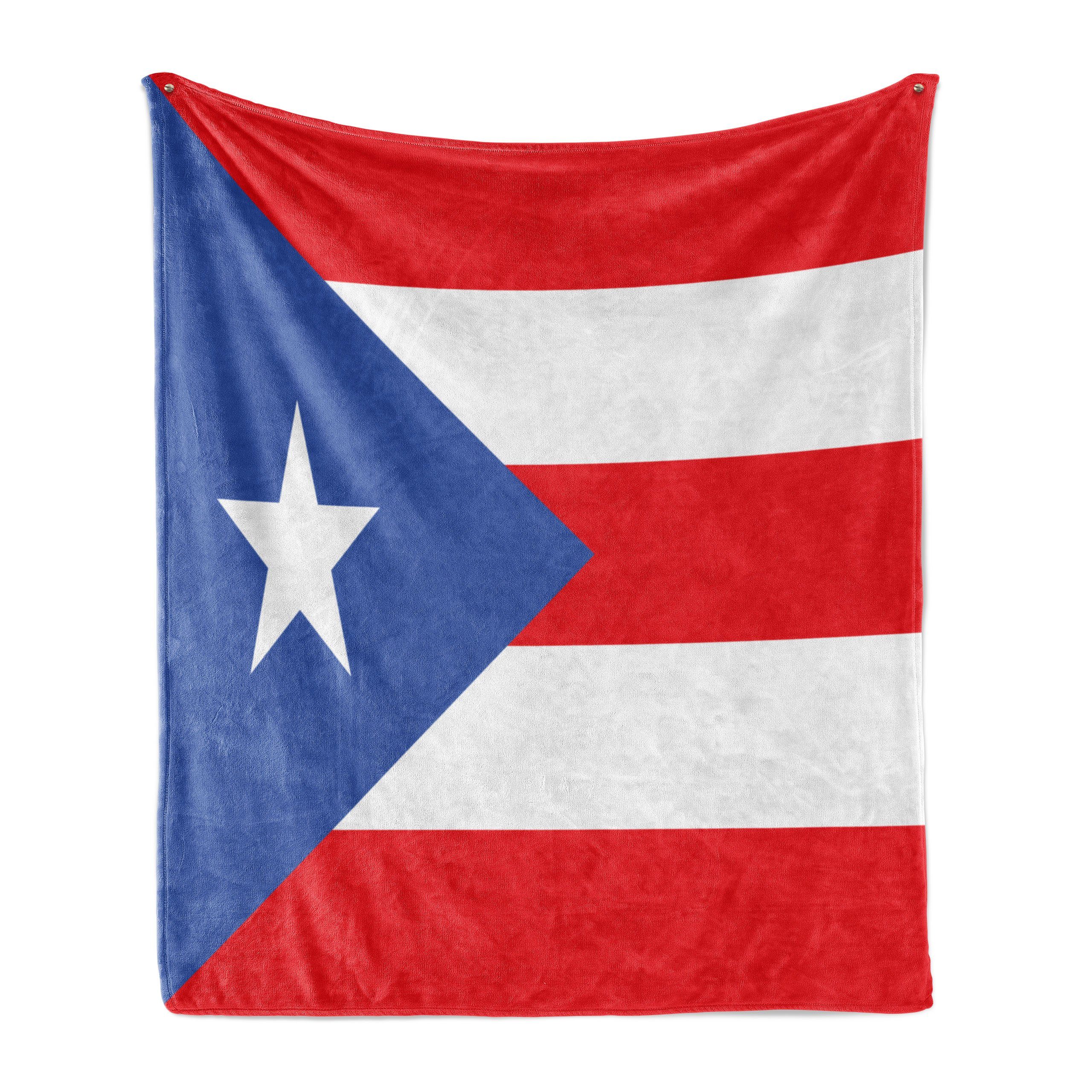 Wohndecke Gemütlicher Plüsch für den Innen- und Außenbereich, Abakuhaus, Puerto Rico Flagge mit Stern Stripes