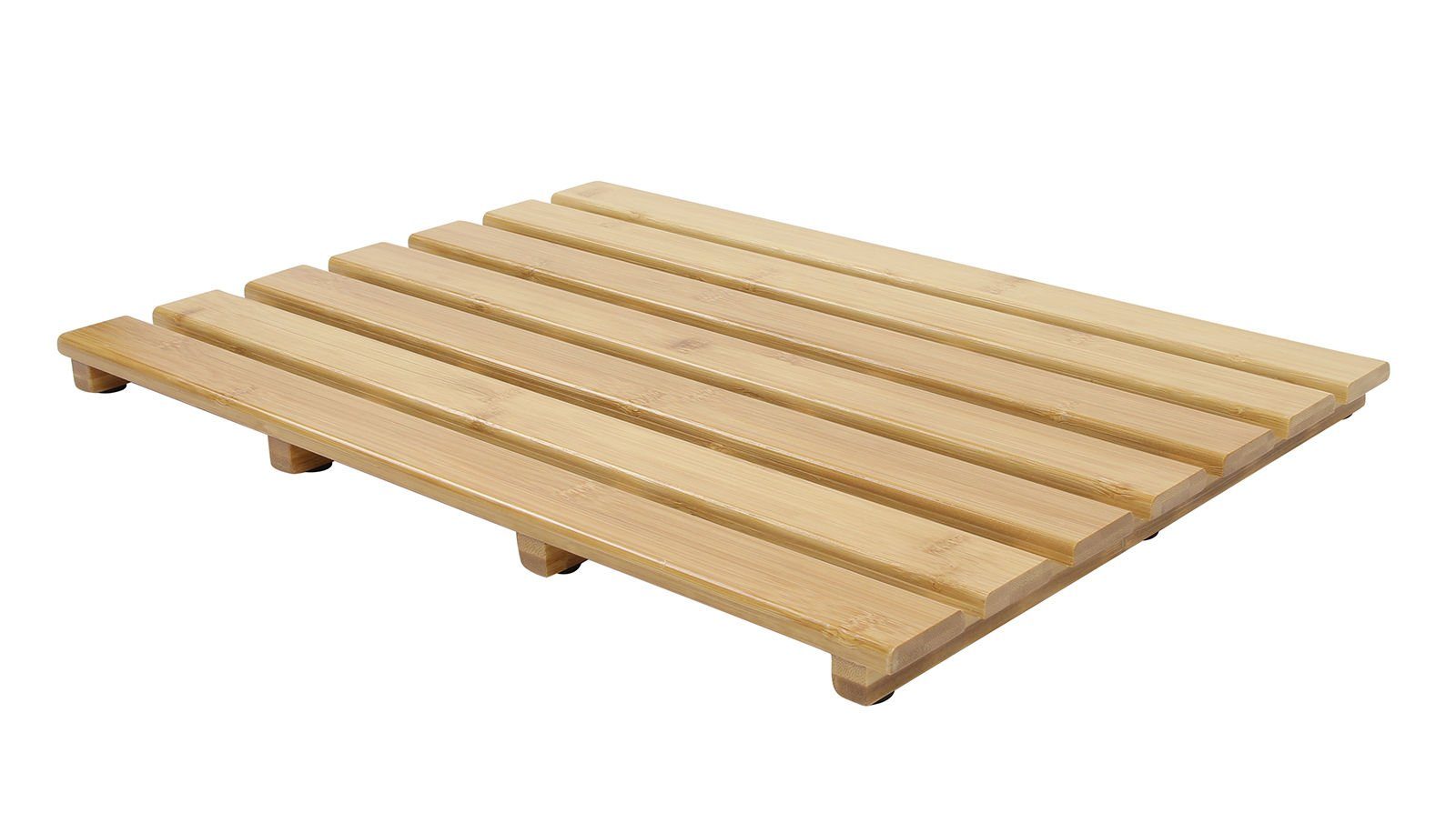 Spetebo Duschmatte Bambus Badematte aus FSC Echtholz - 53 x 35 cm, Höhe 2.50 mm, Echtholz, rutschfest, Bambus Holz, rechteckig, Duschmatte, rutschfester Vorleger für Bad Sauna Pool