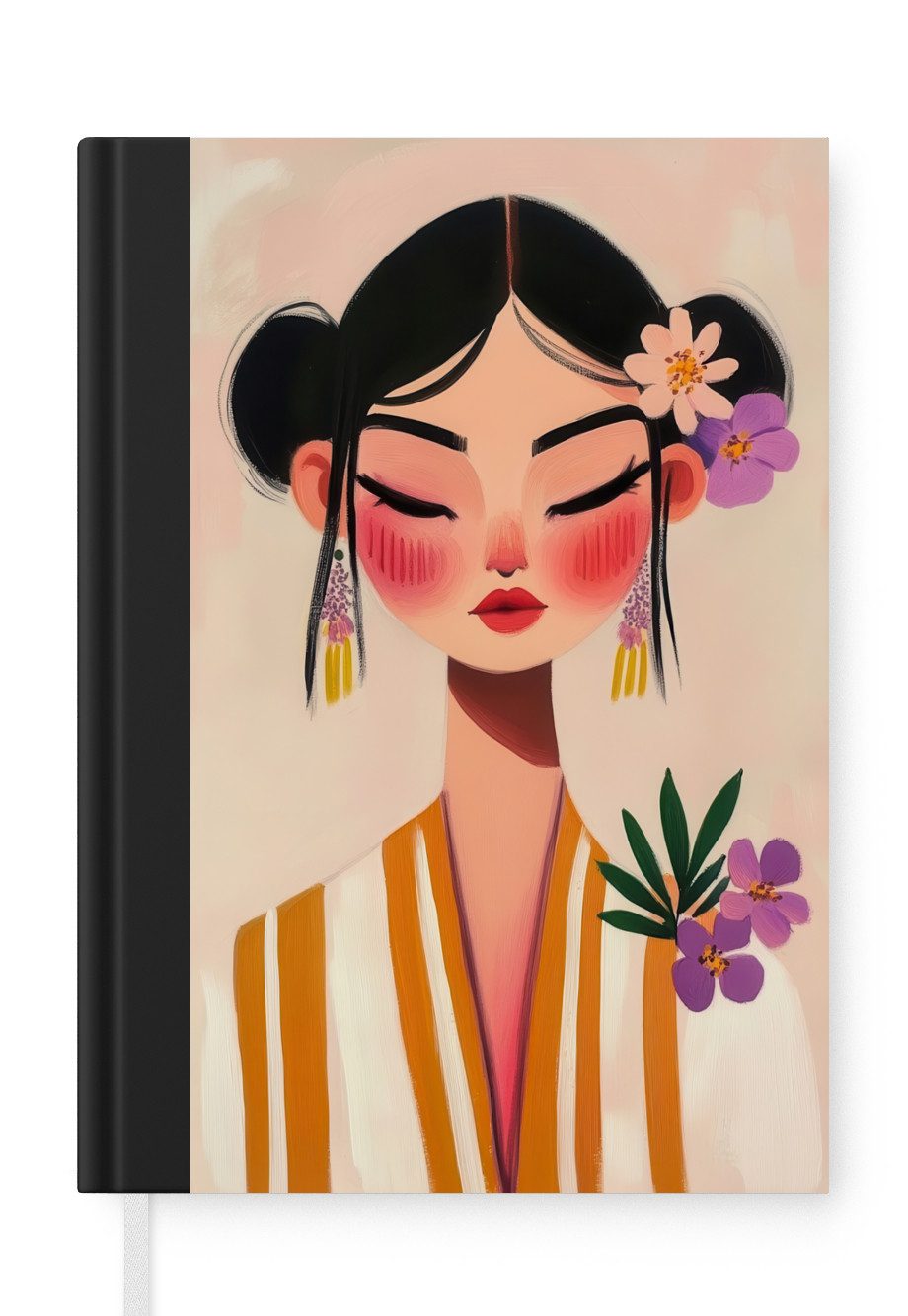 MuchoWow Notizbuch Frau - Blumen - Pastell, Notebook, Notizblock a5, Tagebuch, Journal Liniert
