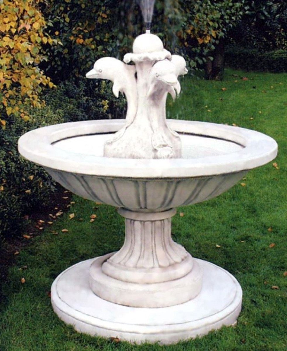 Casa Padrino Gartenbrunnen Jugendstil Gartenbrunnen Weißgrau Ø 130 x H