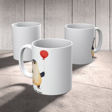 Mr. & Mrs. Panda Tasse Pinguin Luftballon - Weiß - Geschenk, Große Tasse, gute Laune, XL Bec, XL Tasse Keramik, Prächtiger Farbdruck