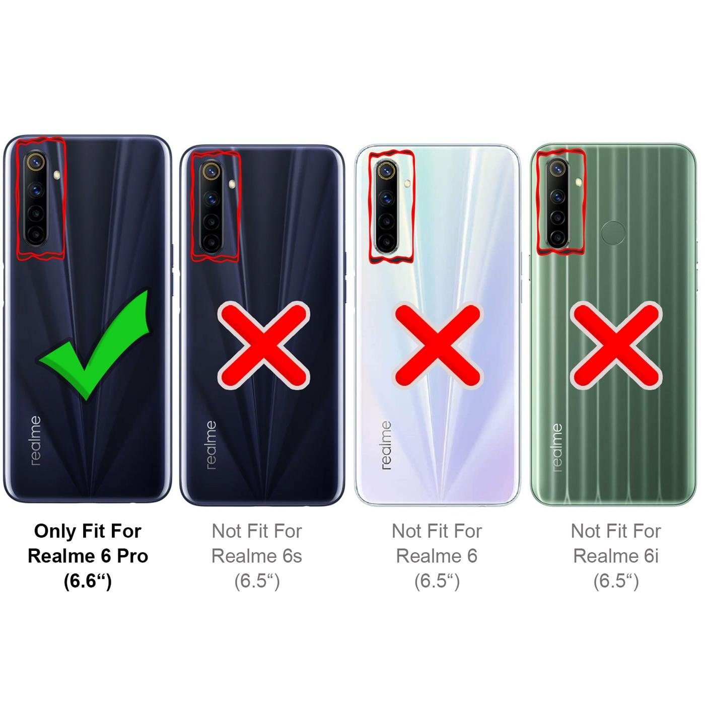 CoolGadget Handyhülle Wallet Klapp Tasche Book Case für Realme 6 Pro 6,6 Zoll, Hülle Klapphülle Flip Cover Etui Schutzhülle