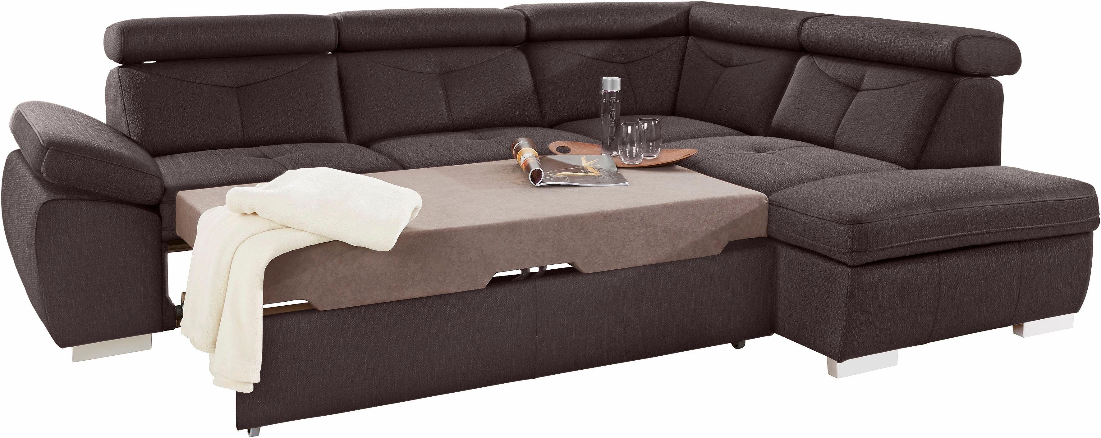 exxpo - sofa fashion Ecksofa Spring, super bequem und komfortabel mit Armteil- und Kopfteilfunktion, wahlweise mit Bettfunktion und Bettkasten, L-Form