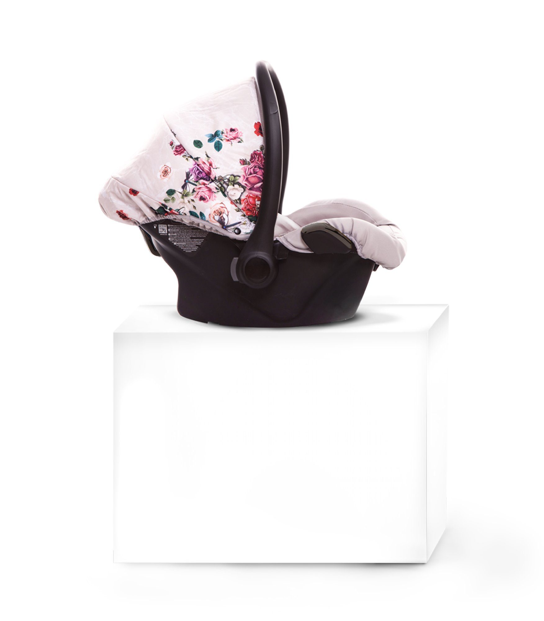 TPFLiving Babyschale Musse Light Rose Autositz, ab: 0+, bis: 11kg (0-11kg), bis: 13 kg, Babyschale fürs Auto, passend für Light Rose Kinderwagen Chrom/Silber Grau