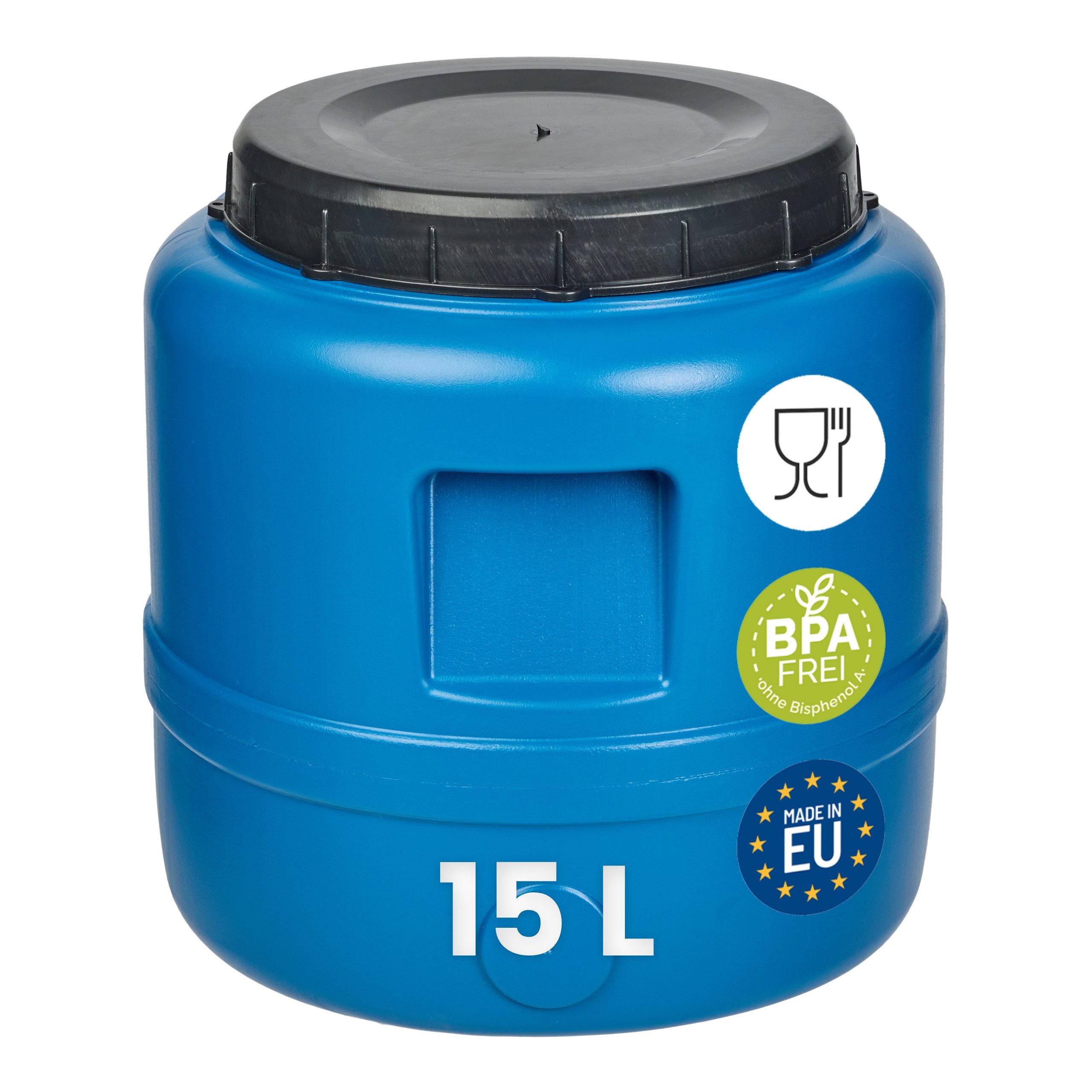 Garronda Regentonne 15 L Weithalsfass aus HDPE Kunststofffass und Wasserbehälter GD-0186, 15 l, (ohne Hahn)