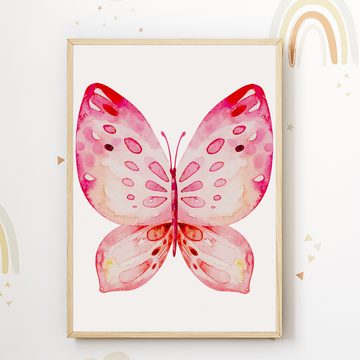 Tigerlino Poster Bunte Schmetterlinge Regenbogen 3er Set Kinderzimmer Wandbilder