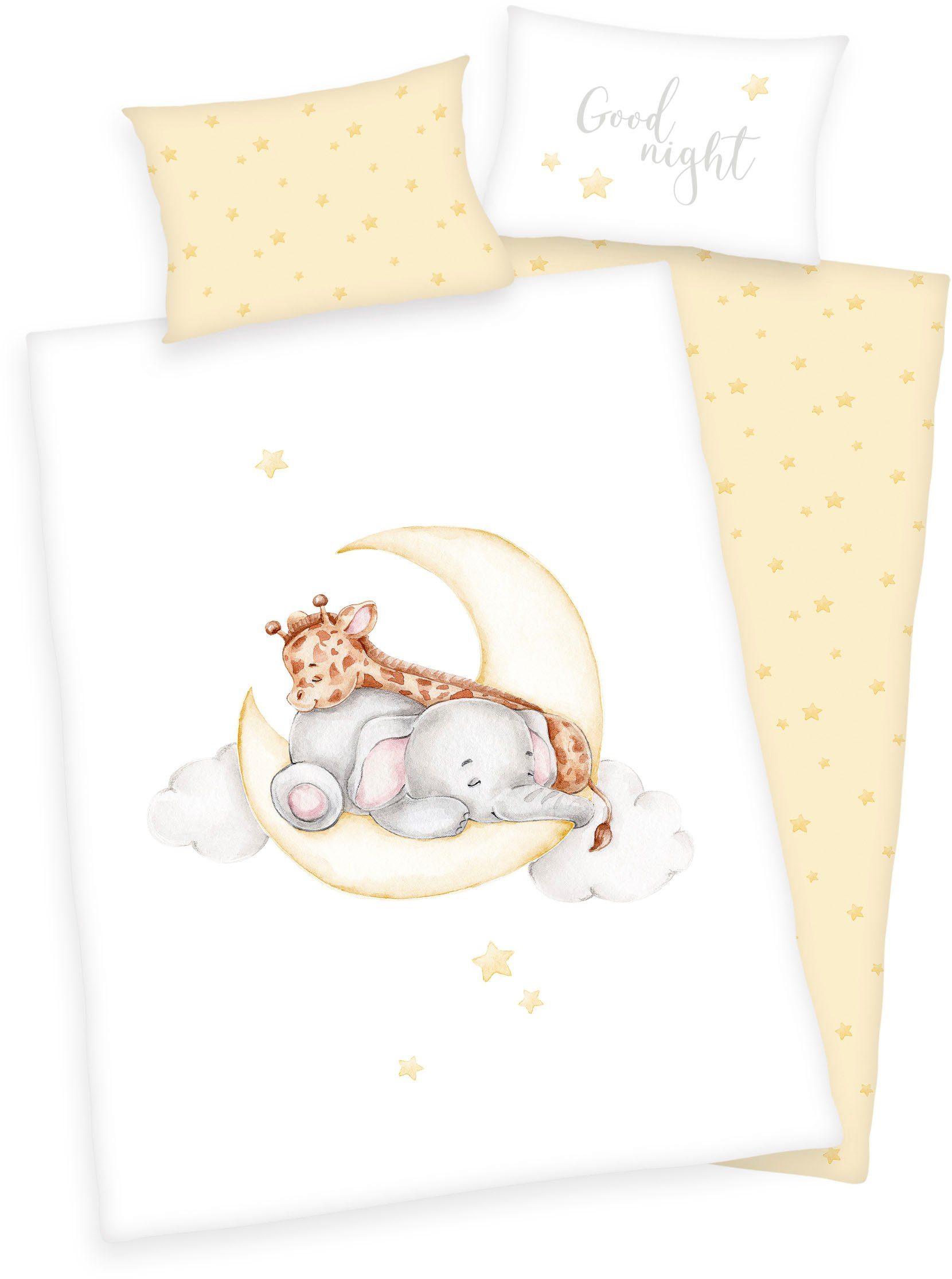 Baby Best Flanell Wende-Bettwäsche Sleeping on the moon 40x60 / 100x135 cm