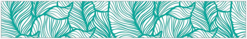 Fensterfolie Look Leaves turquoise, MySpotti, halbtransparent, glatt, 200 x 30 cm, statisch haftend