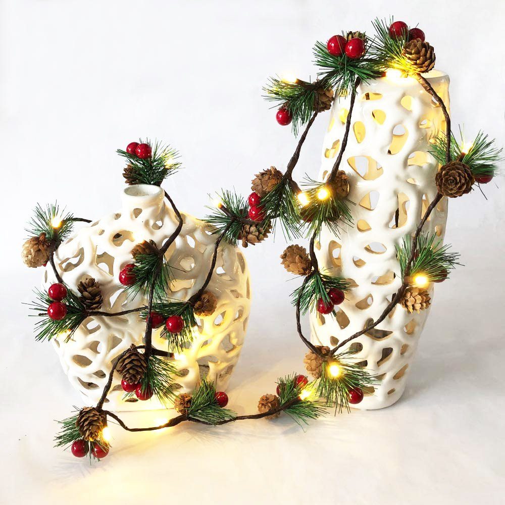Rosnek LED-Lichterkette »Tannenzapfen Zweig, Rote Perlen, 2M,  batteriebetrieben, für Weihnachten Haus Party Hochzeit Girlande Dekoration«  online kaufen | OTTO