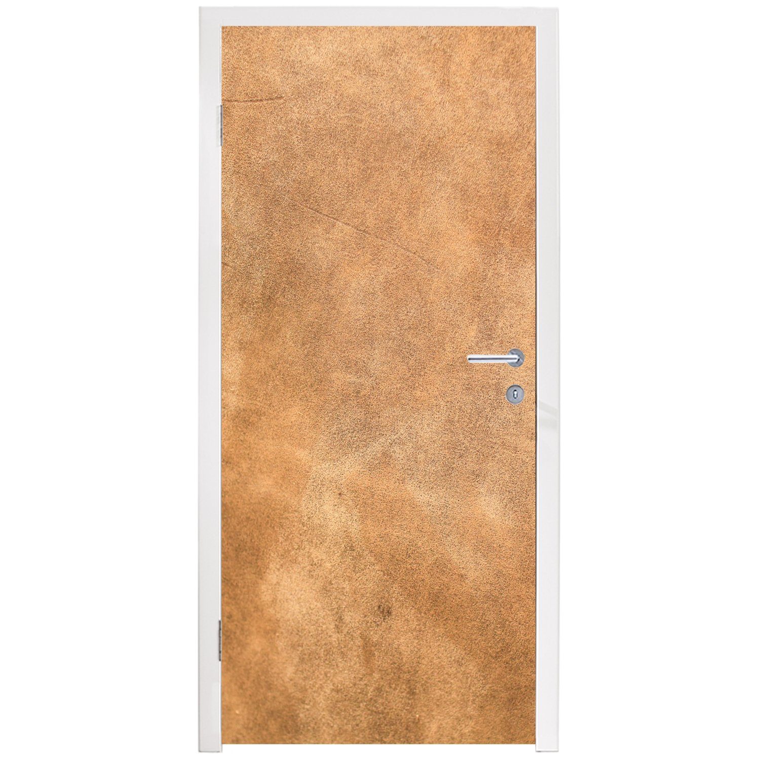 Türtapete Tür, cm (1 - für Strukturiert Braun, Matt, Lederoptik Leder Fototapete 75x205 MuchoWow - St), bedruckt, Türaufkleber, -