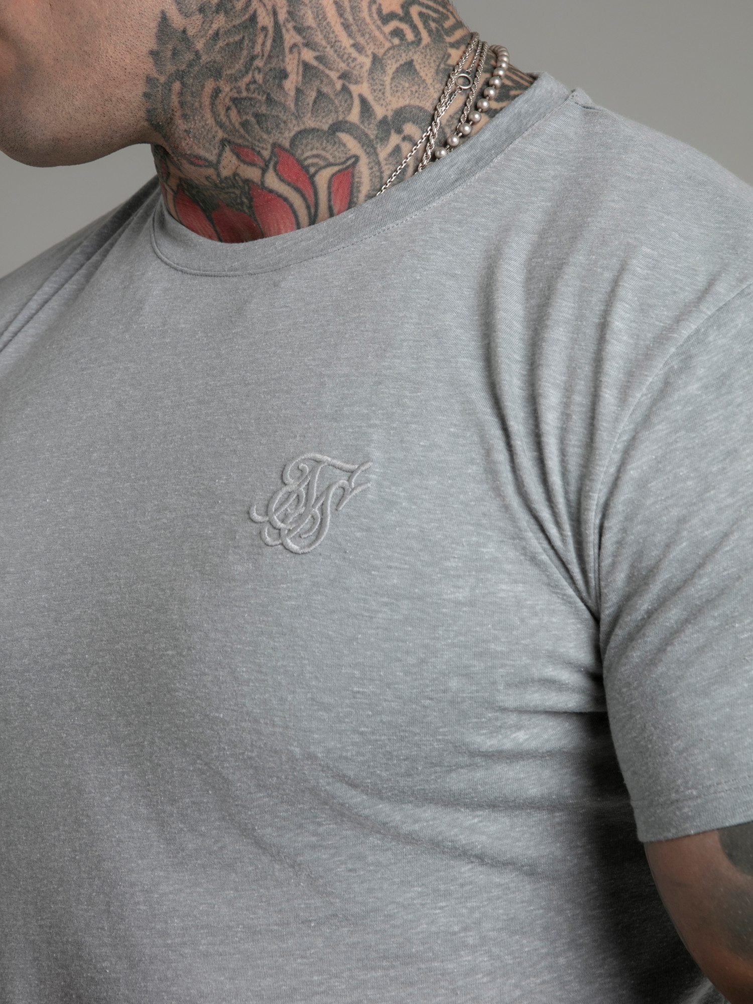 Siksilk T-Shirt SikSilk Herren Grau Marl T-Shirt
