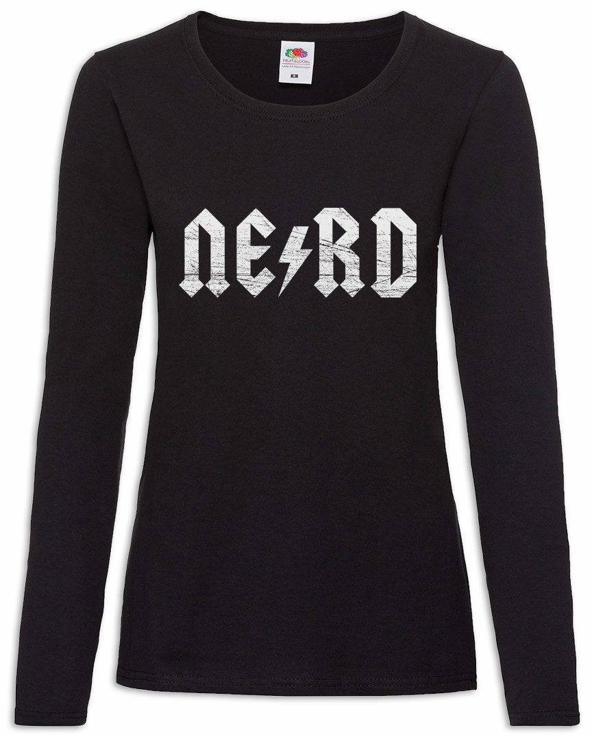 Langarmshirt Nerd Lightning Damen Langarmshirt Logo Gitarre Rock Legend Logo AC/DC