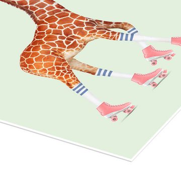 Posterlounge Poster Jonas Loose, Giraffe mit Rollschuhen, Kinderzimmer Illustration