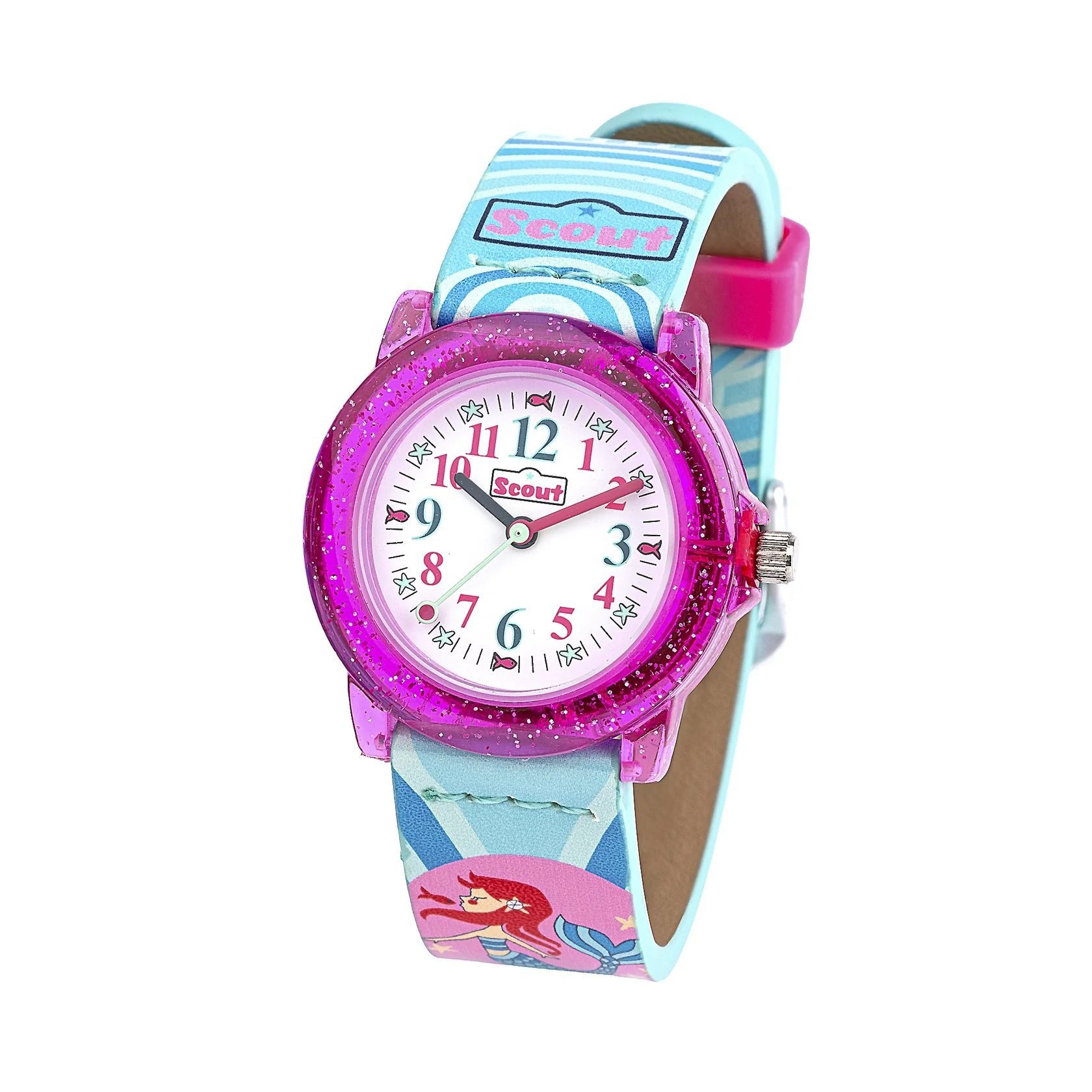 Scout Quarzuhr Crystal Kinderuhr 164000009 Mädchen Uhr 32 mm Meer blau rosa 5 Bar