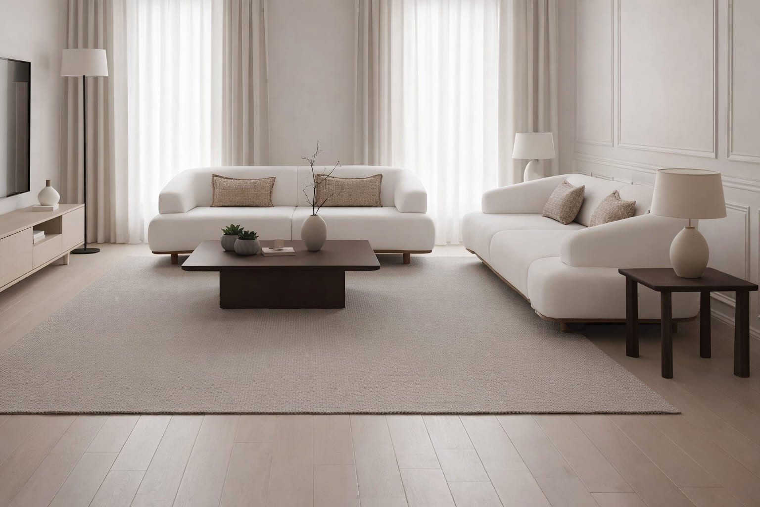 Xlmoebel Sofa Bouclé Sofa Set 2x 3-Sitzer in Cremeweiß und Beige, Sofa-Set 2 Teile, Made in Europa