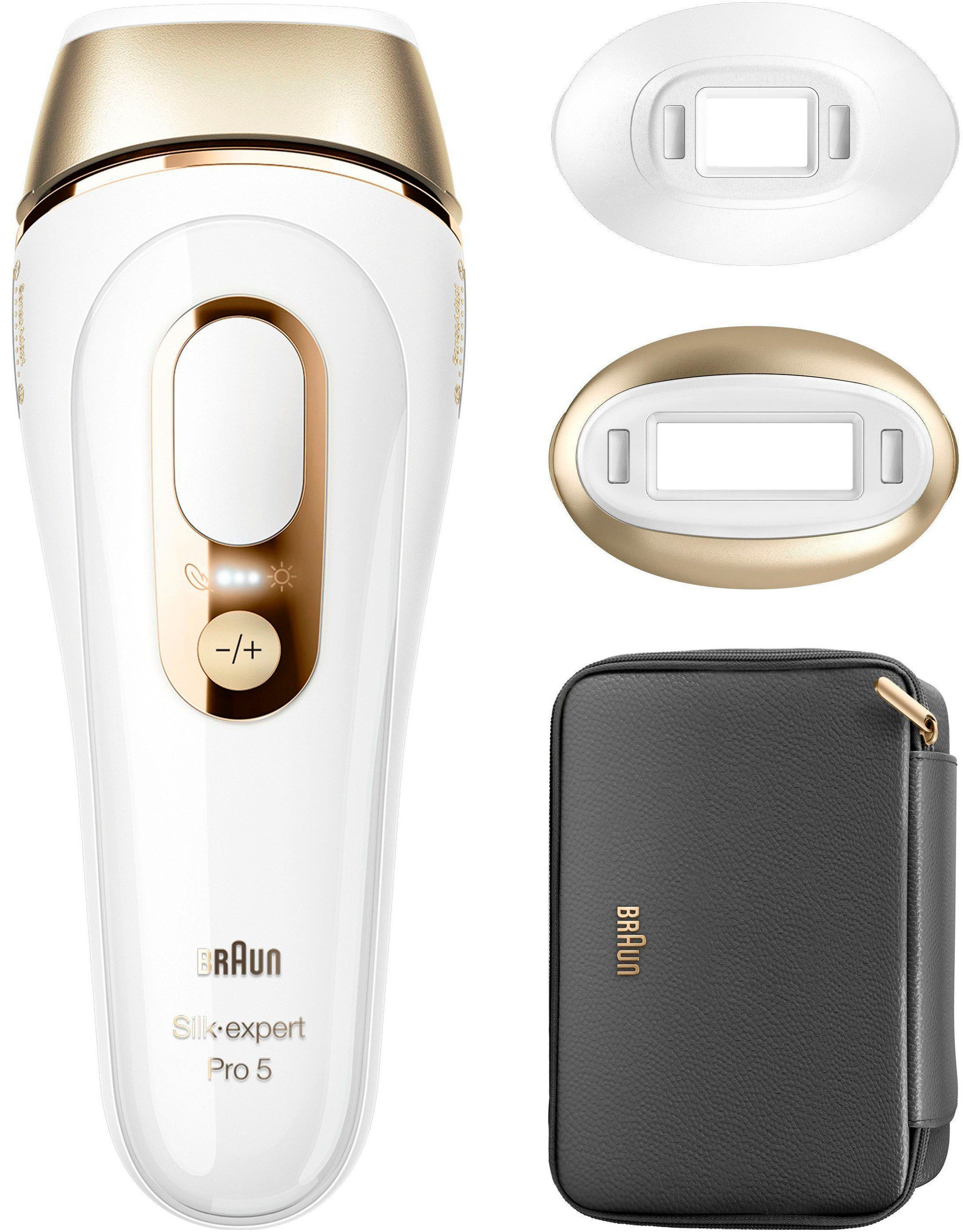 Braun IPL-Haarentferner Silk·expert Pro 5 PL5140, pro Minute bis zu 125 Lichtimpulse, 2 Aufsätze, mit Aufbewahrungstasche
