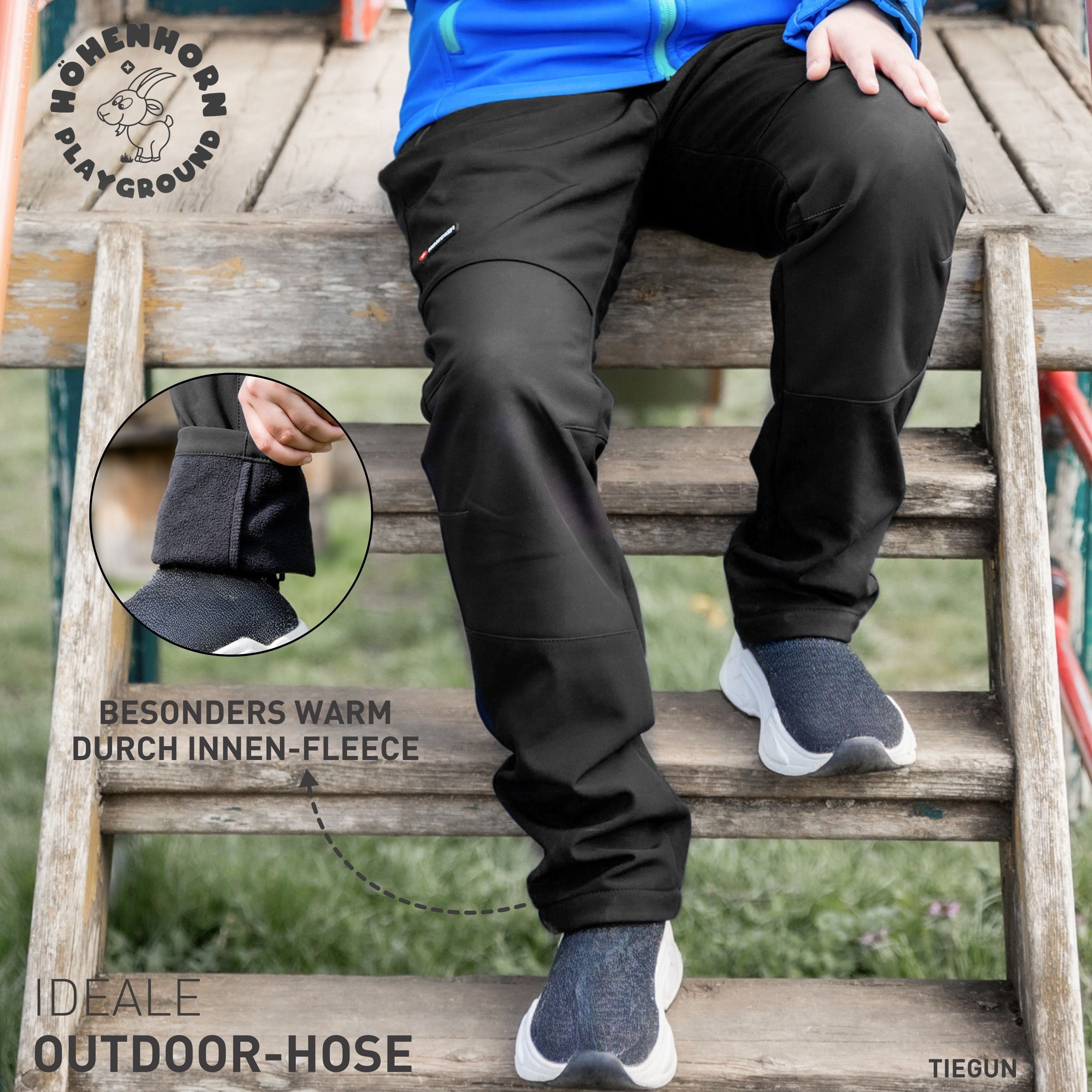Höhenhorn Softshellhose Tiegun Kinder Jungen Mädchen Outdoorhose Gefüttert Snowboardhose weiches Microfleece-Innenfutter – Bild 4 von 5