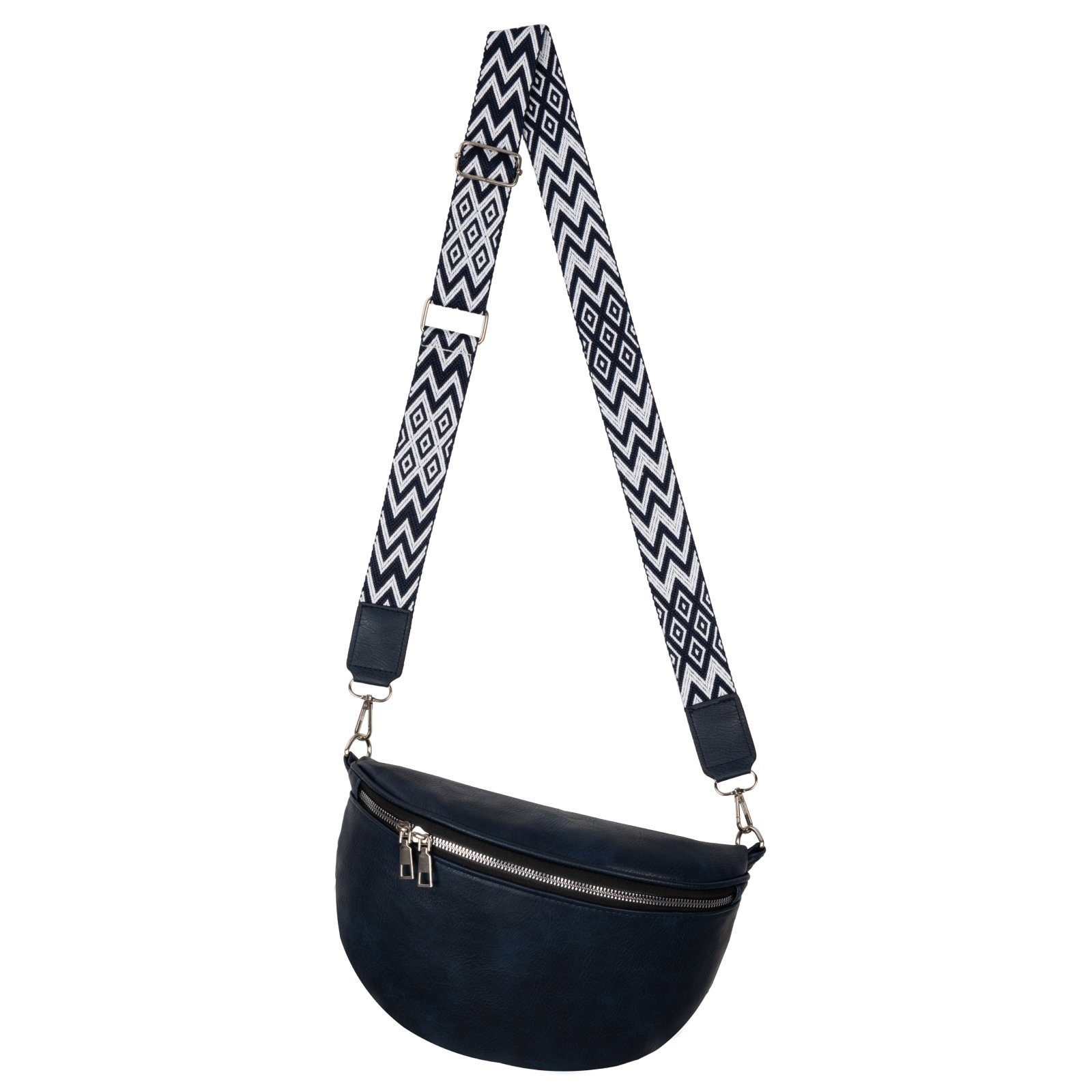 CrossOver, Crossbody-Bag Umhängetasche EAAKIE tragbar Umhängetasche D.BLUE Kunstleder Hüfttasche Italy-De, als Bauchtasche Gürteltasche Schultertasche,