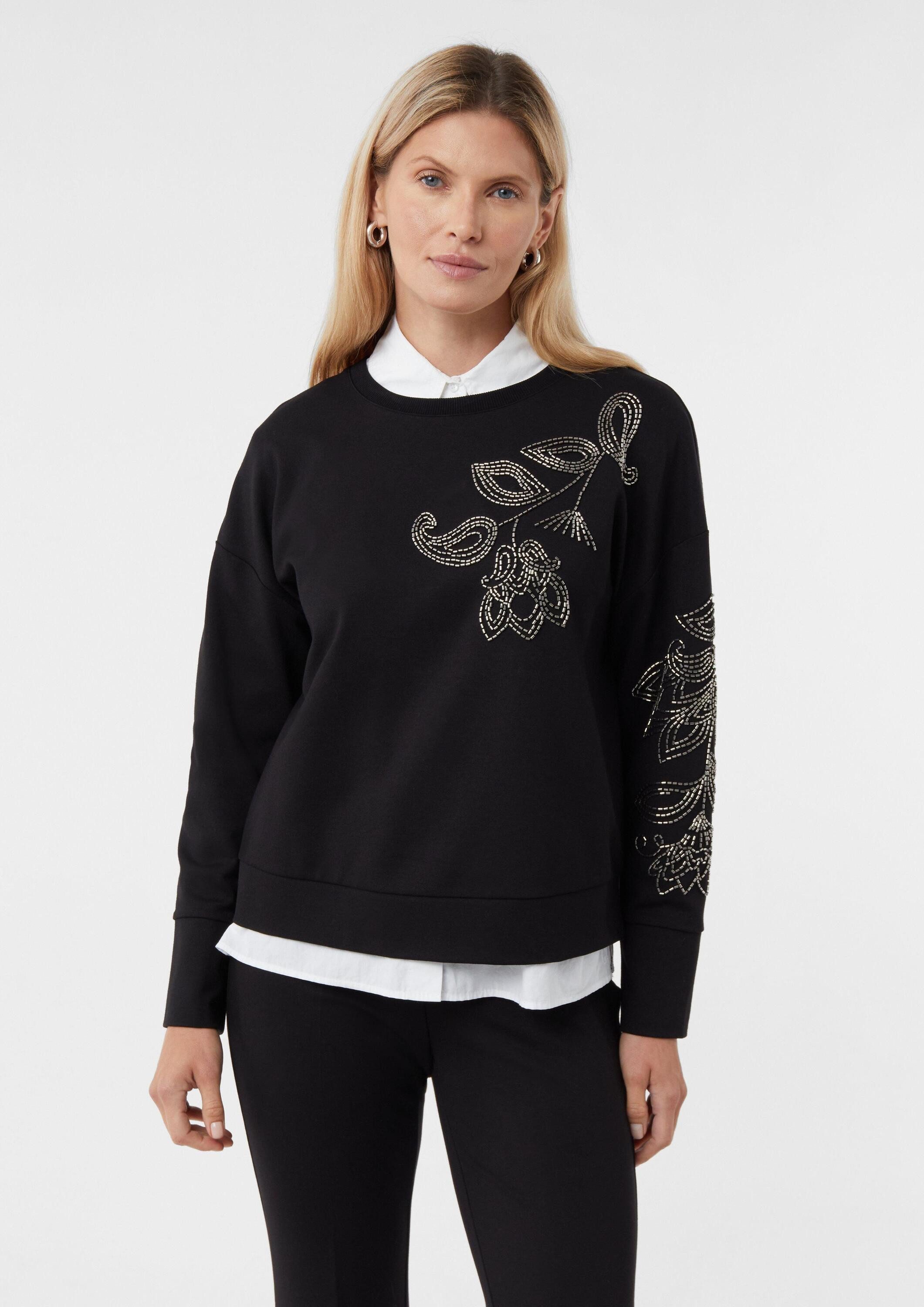 comma Sweatshirt Sweatshirt Sweatshirt mit Perlenstickerei
