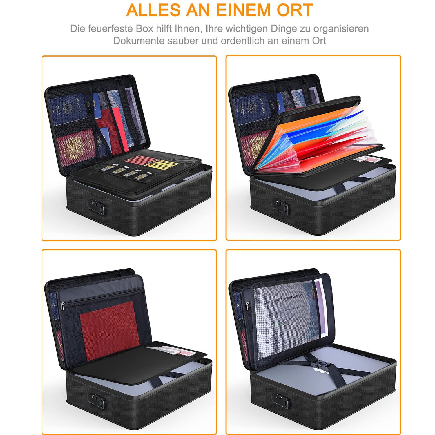 SURFOU Dokumententasche Dokumentenbox, Feuerfeste Dokumentenmappemit Schlos günstig online kaufen